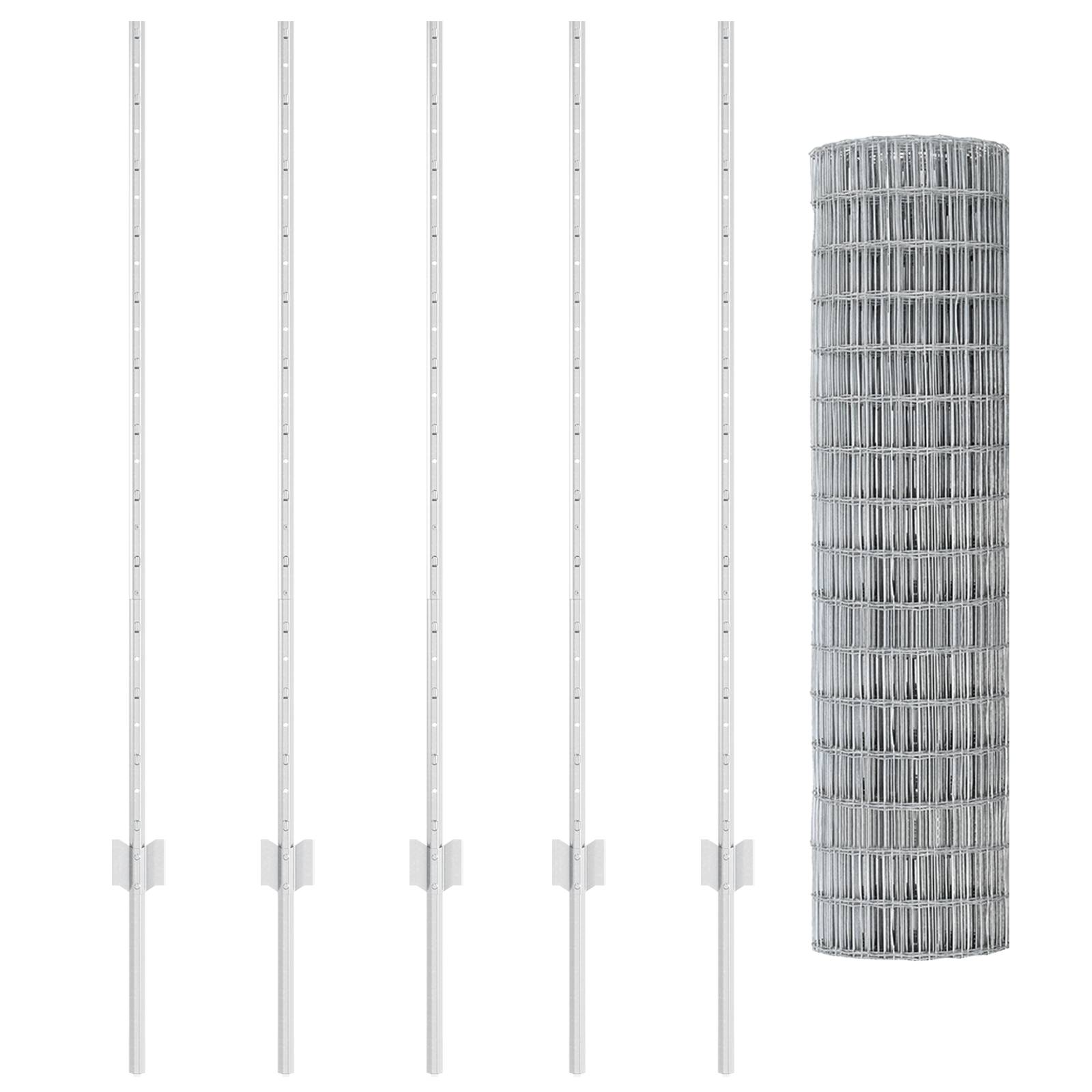 vidaXL Euro Zaun mit 10 U Pfosten Silber 1,2x10 m Stahl