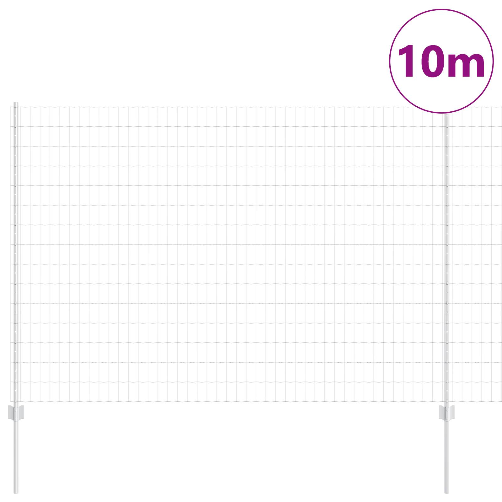 vidaXL Eurozaun mit 10 U Pfosten Silber 1,5x10 m Stahl