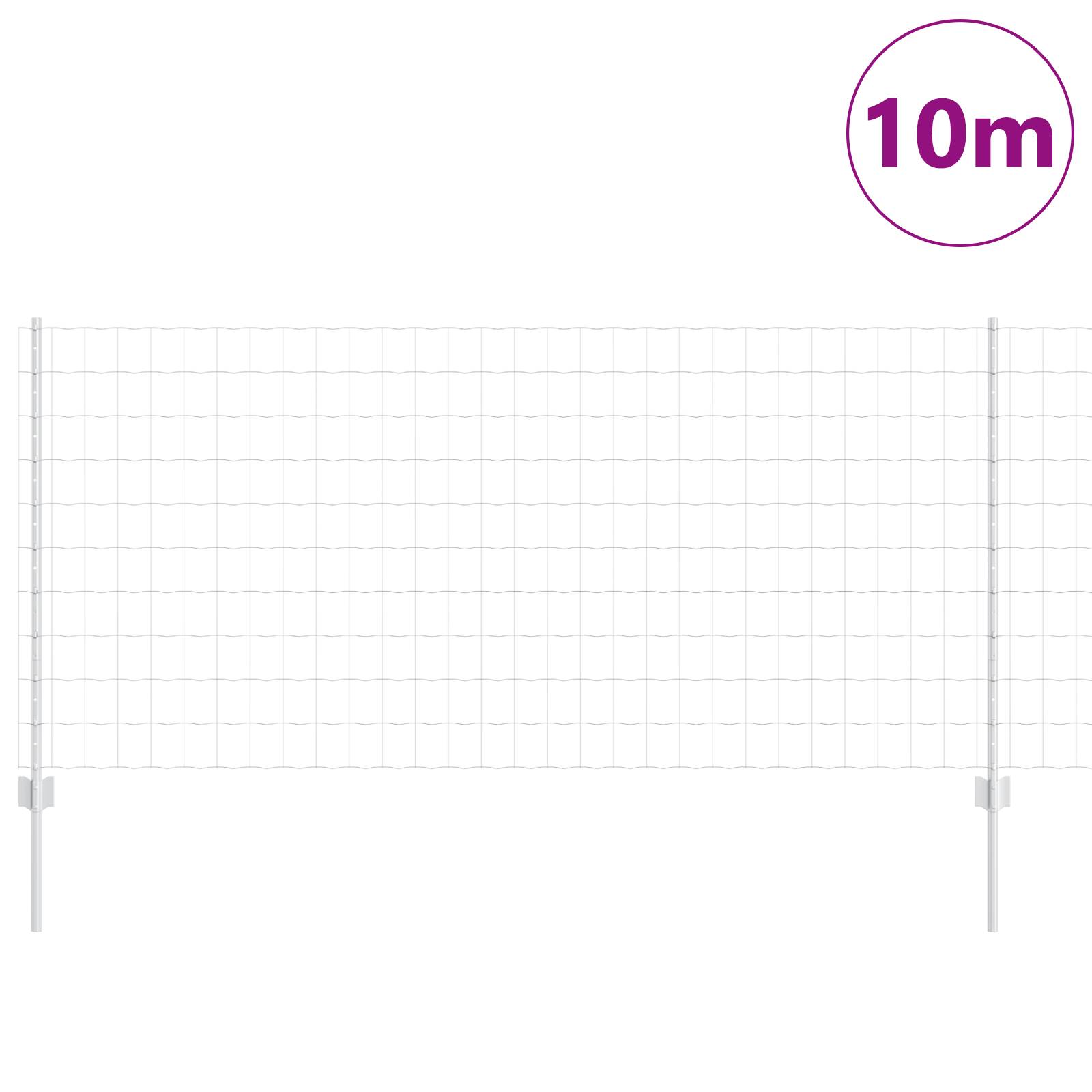 vidaXL Euro-Zaun mit 10 U-Posts Silber 1x10 m Stahl