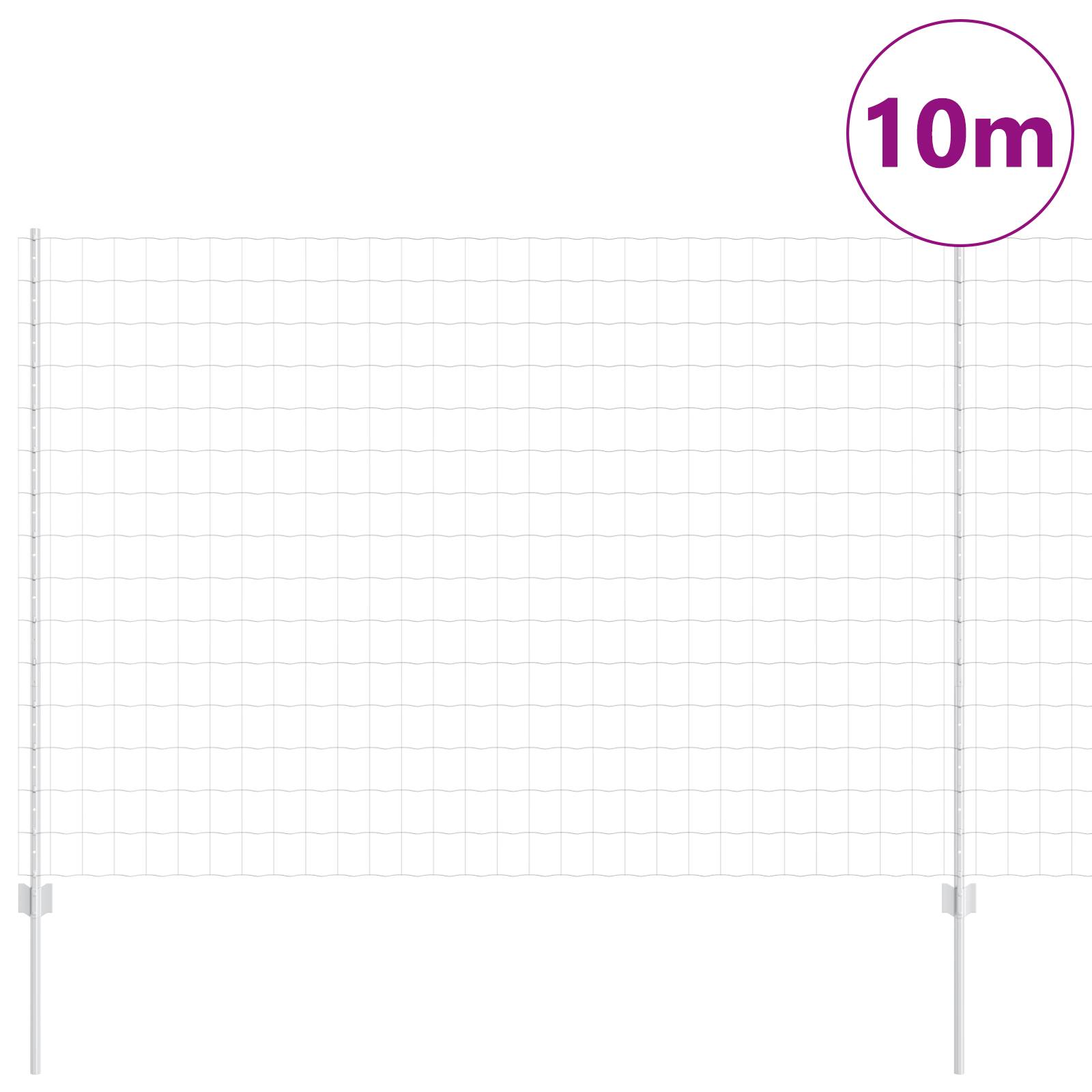 vidaXL Eurozaun mit 10 U-Pfosten Silber 1,5x10 m Stahl