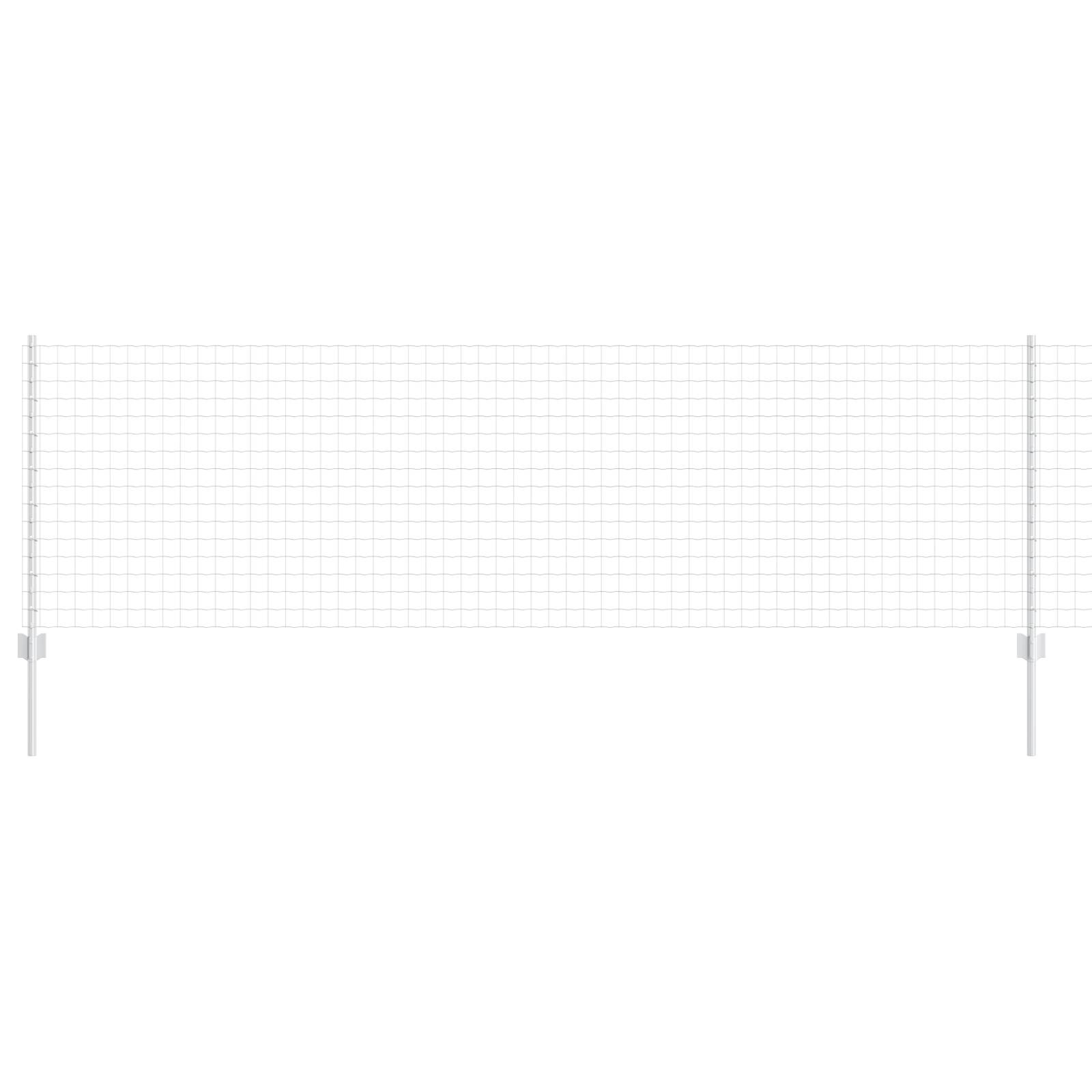 vidaXL Eurozaun mit 11 U-Posts Silber 0,8x25 m Stahl