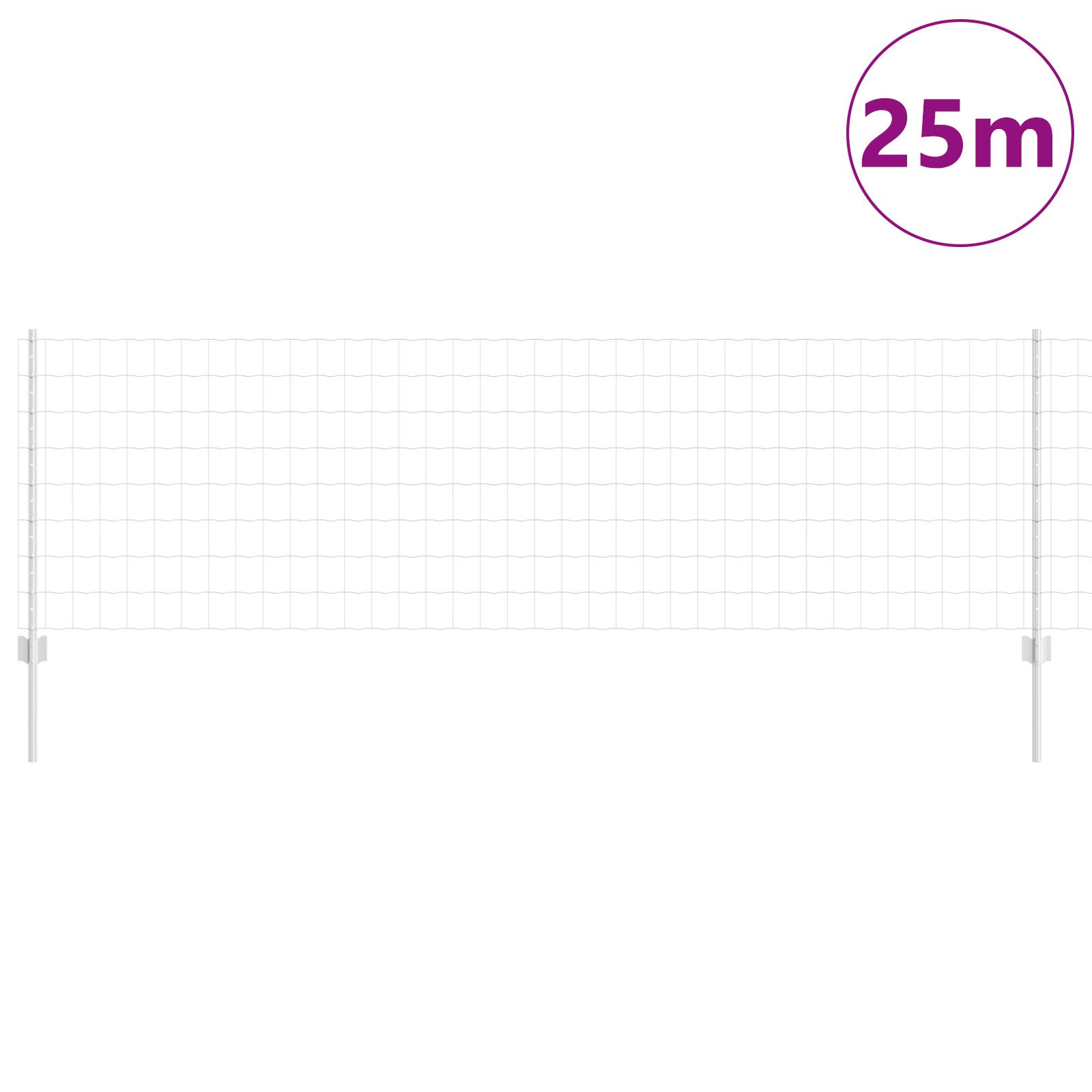 vidaXL Euro Zaun mit 11 U-Pfosten Silber 0,8x25 m Stahl