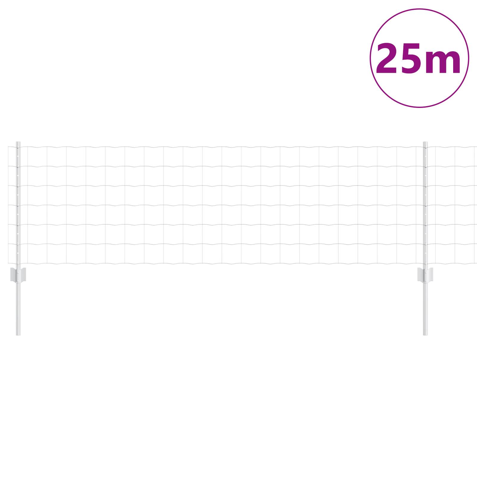 vidaXL Euro Zaun mit 11 U Pfosten Silber 0,6x25 m Stahl