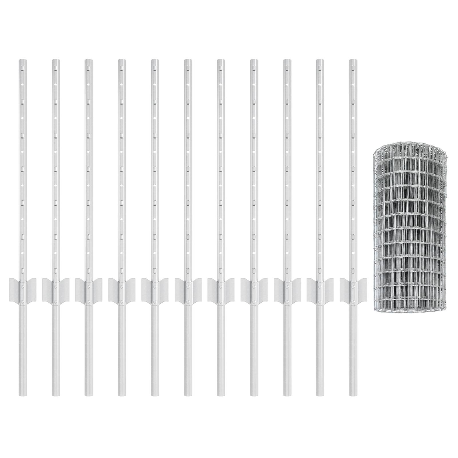 vidaXL Euro Zaun mit 11 U Pfosten Silber 0,6x25 m Stahl