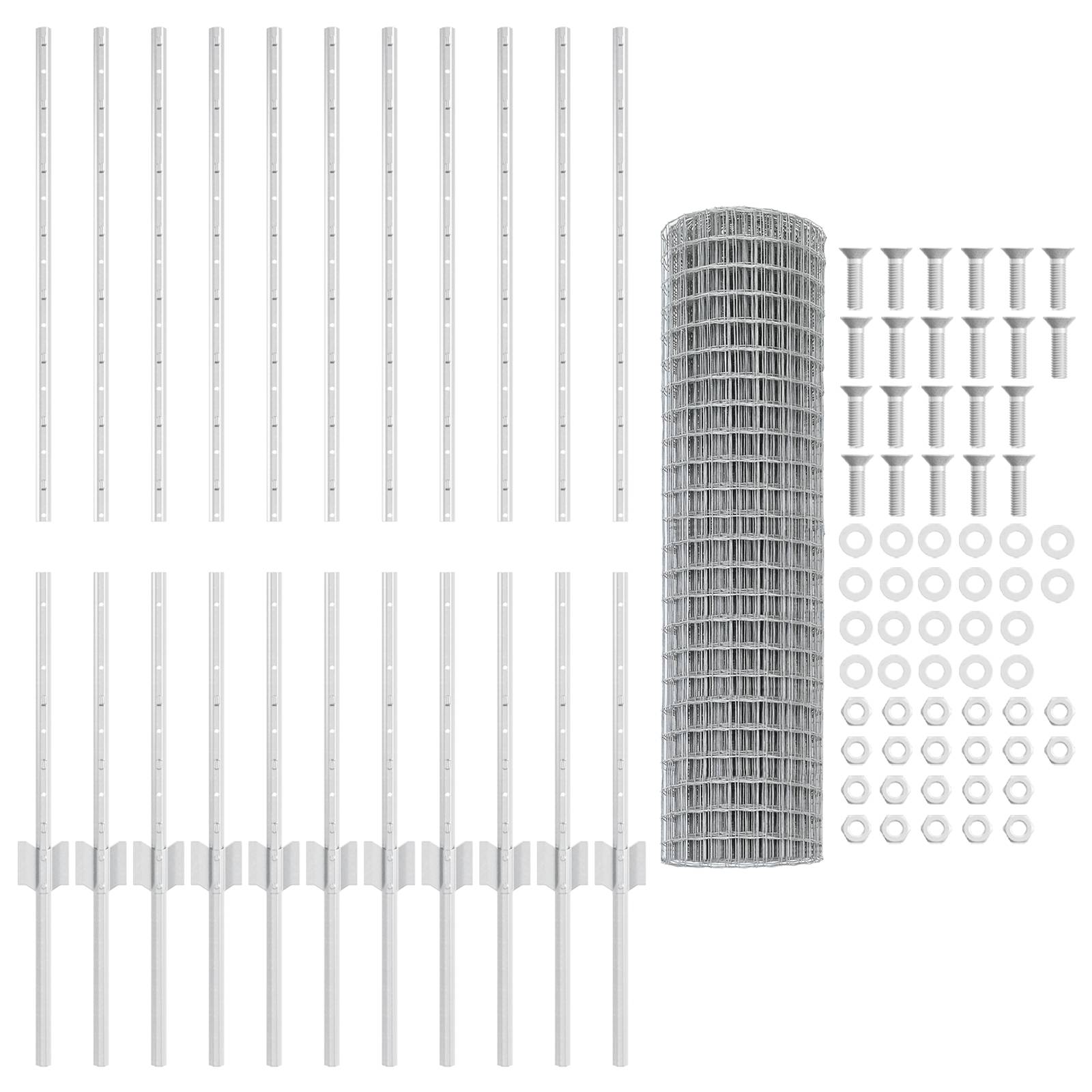vidaXL Euro-Zaun mit 22 U-Posten Silber 1x25 m Stahl