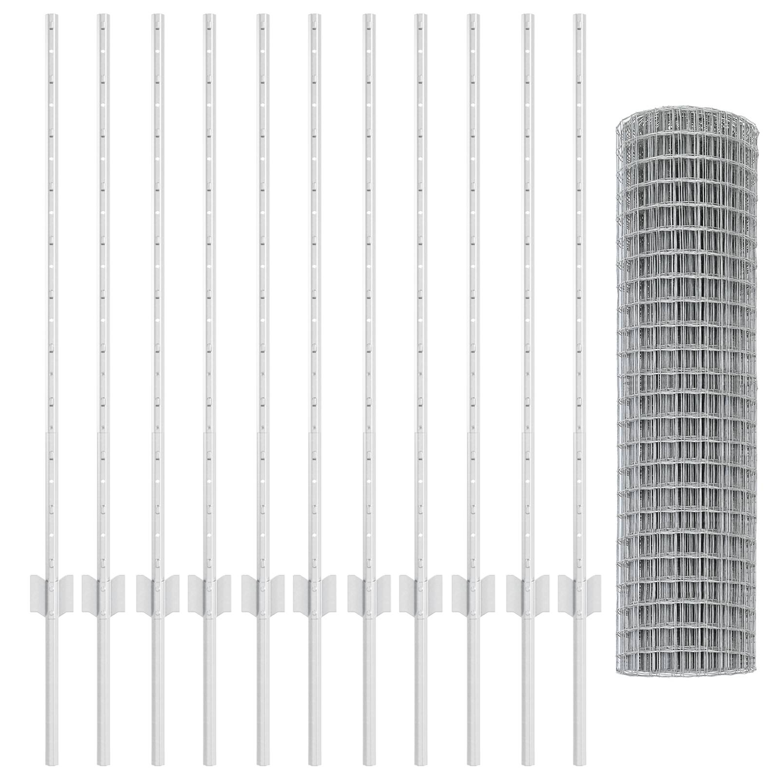 vidaXL Euro-Zaun mit 22 U-Posten Silber 1x25 m Stahl