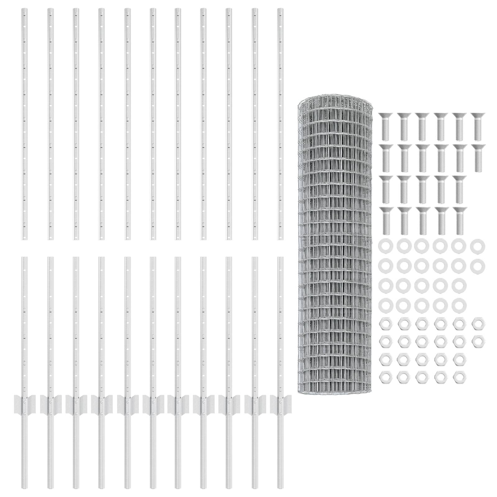 vidaXL Euro Zaun mit 22 U-Pfosten Silber 1,2x25 m Stahl