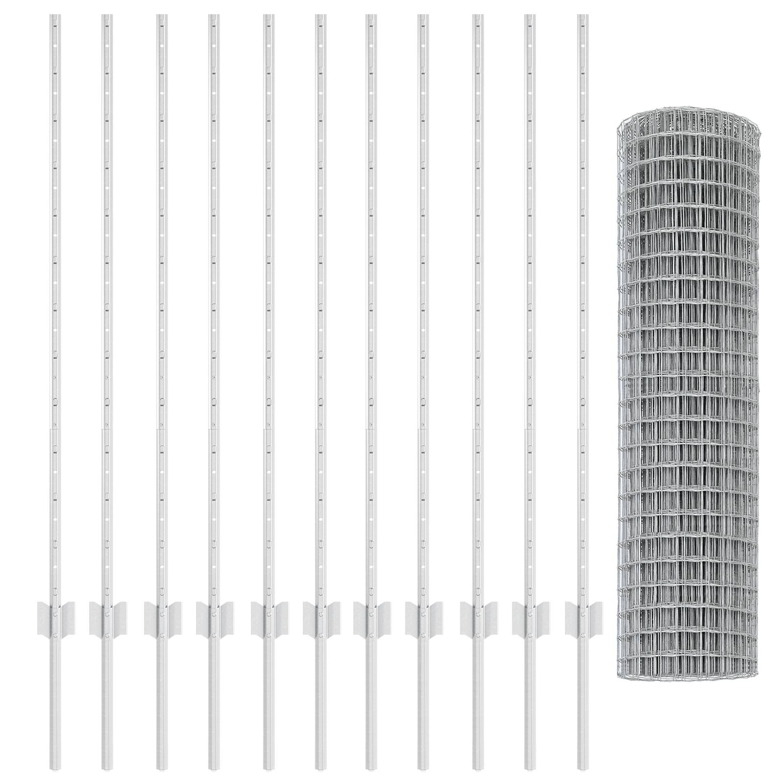 vidaXL Euro Zaun mit 22 U-Pfosten Silber 1,2x25 m Stahl