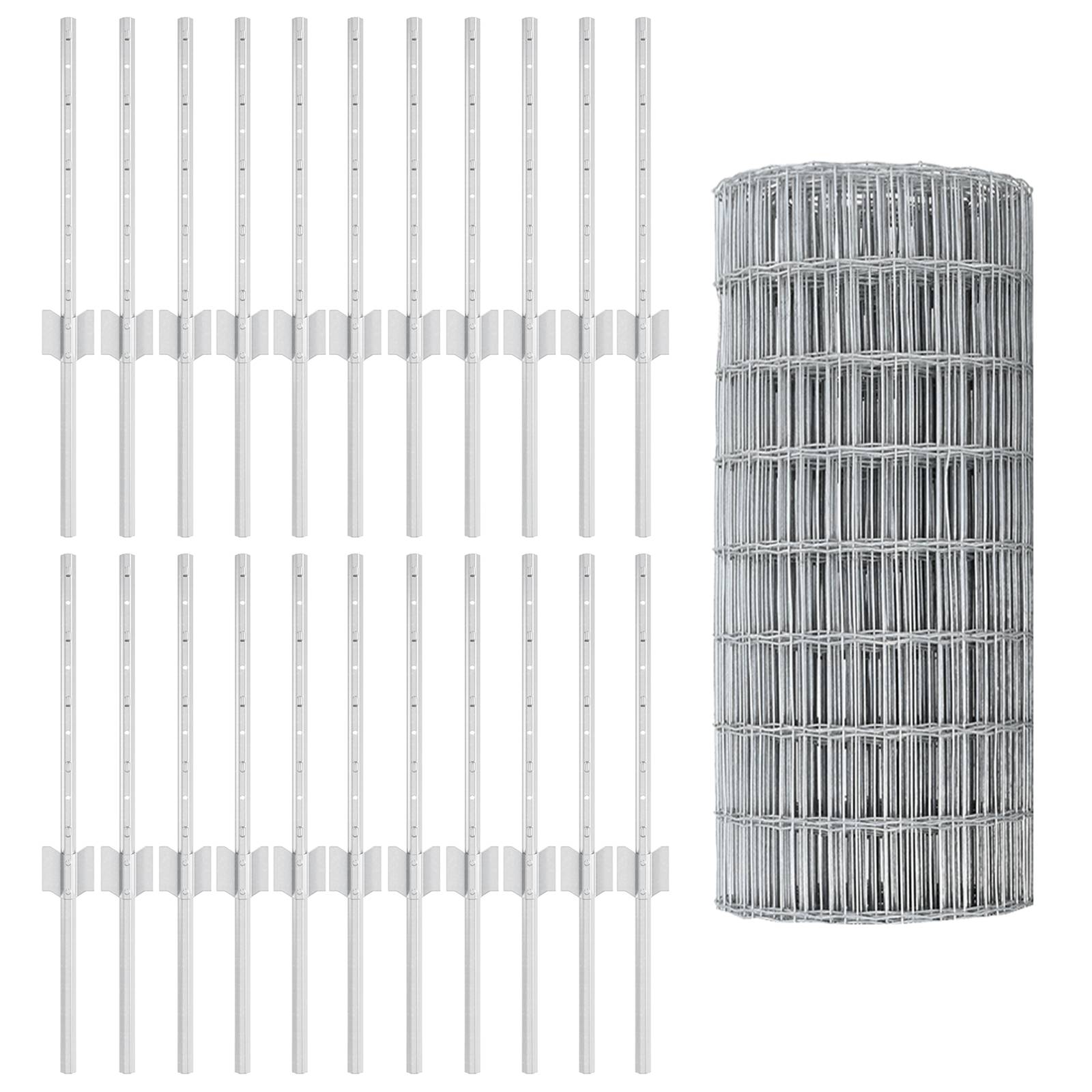 vidaXL Euro Zaun mit 22 U Pfosten Silber 0,4x50 m Stahl