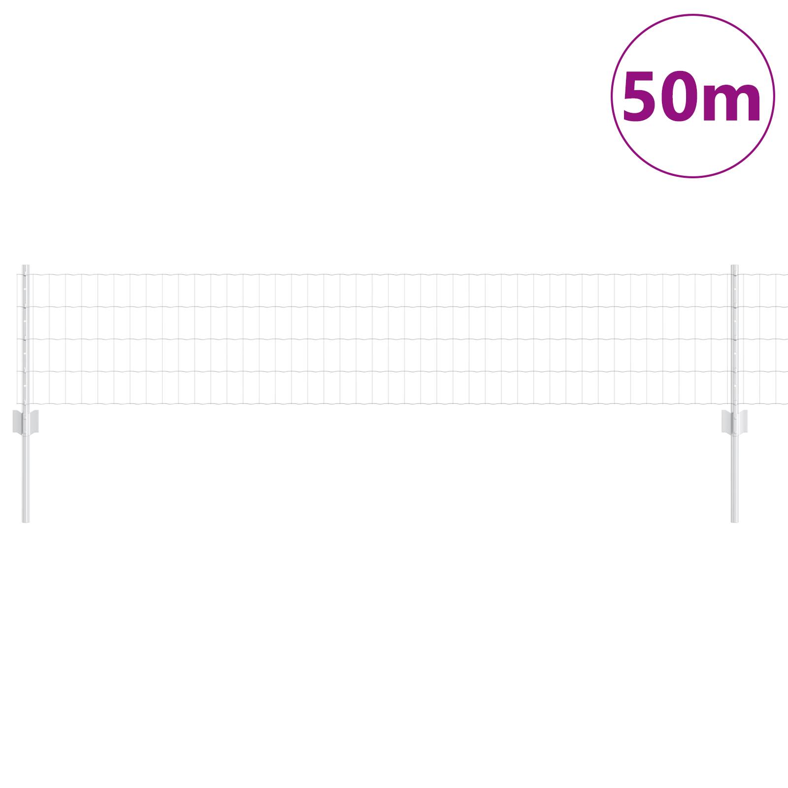 vidaXL Euro Zaun mit 22 U Pfosten Silber 0,4x50 m Stahl