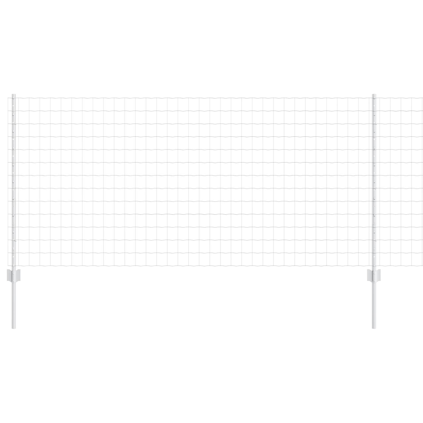 vidaXL Euro-Zaun mit 22 U-Stützen Silber 1x25 m Stahl
