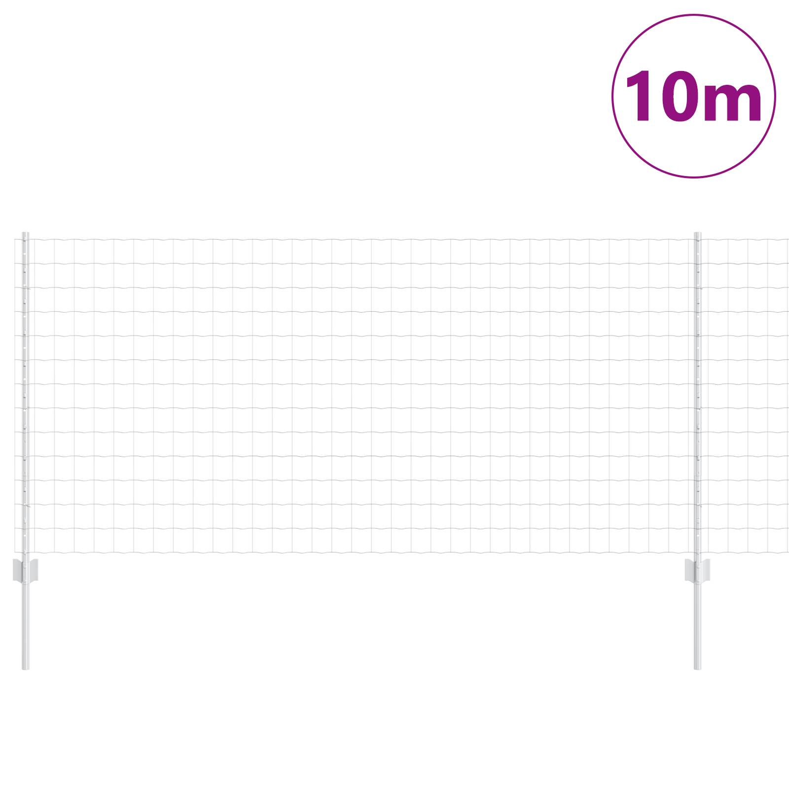 vidaXL Euro Zaun mit 10 U Pfosten Silber 1x10 m Stahl