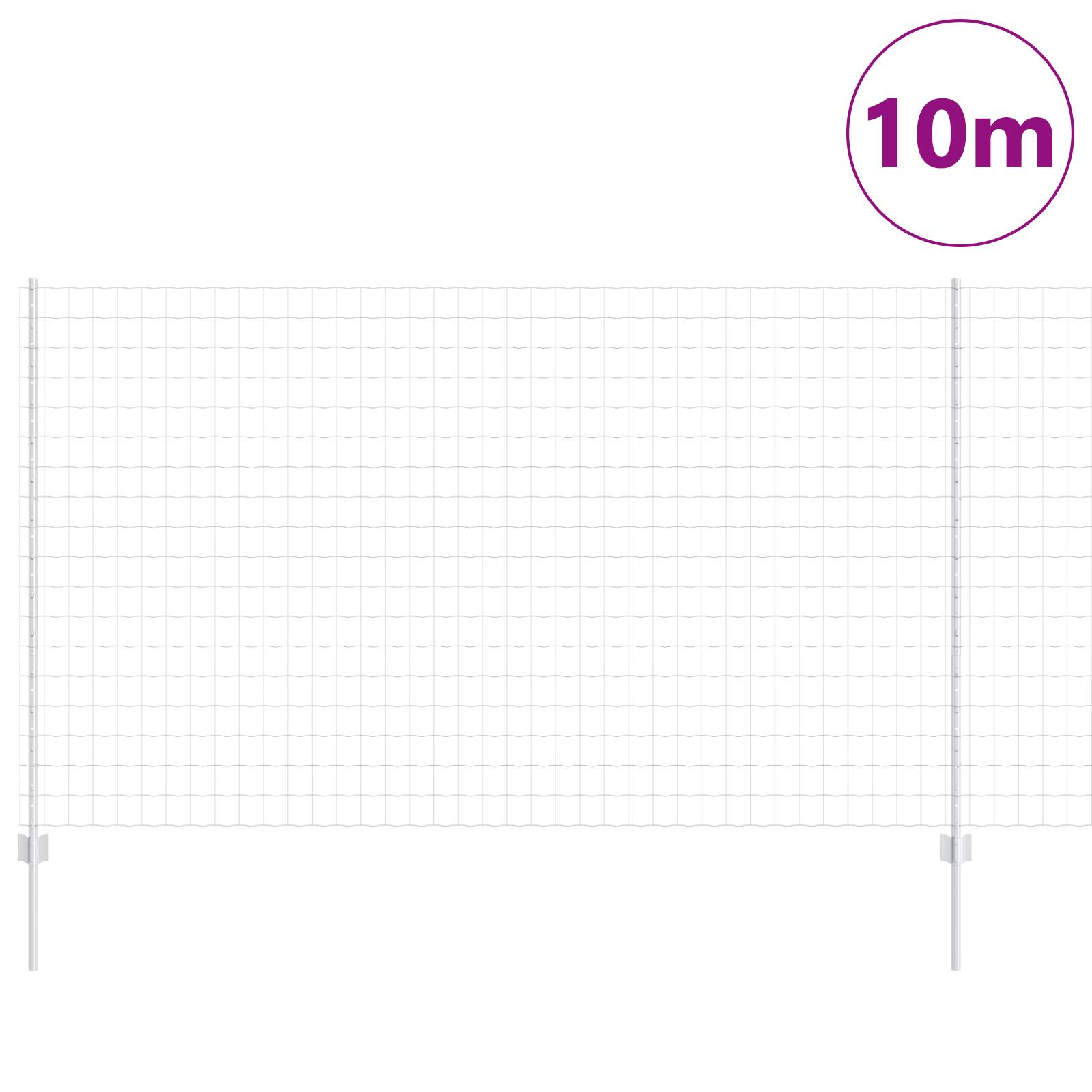 vidaXL Euro Zaun mit 10 U Pfosten Silber 1,4x10 m Stahl