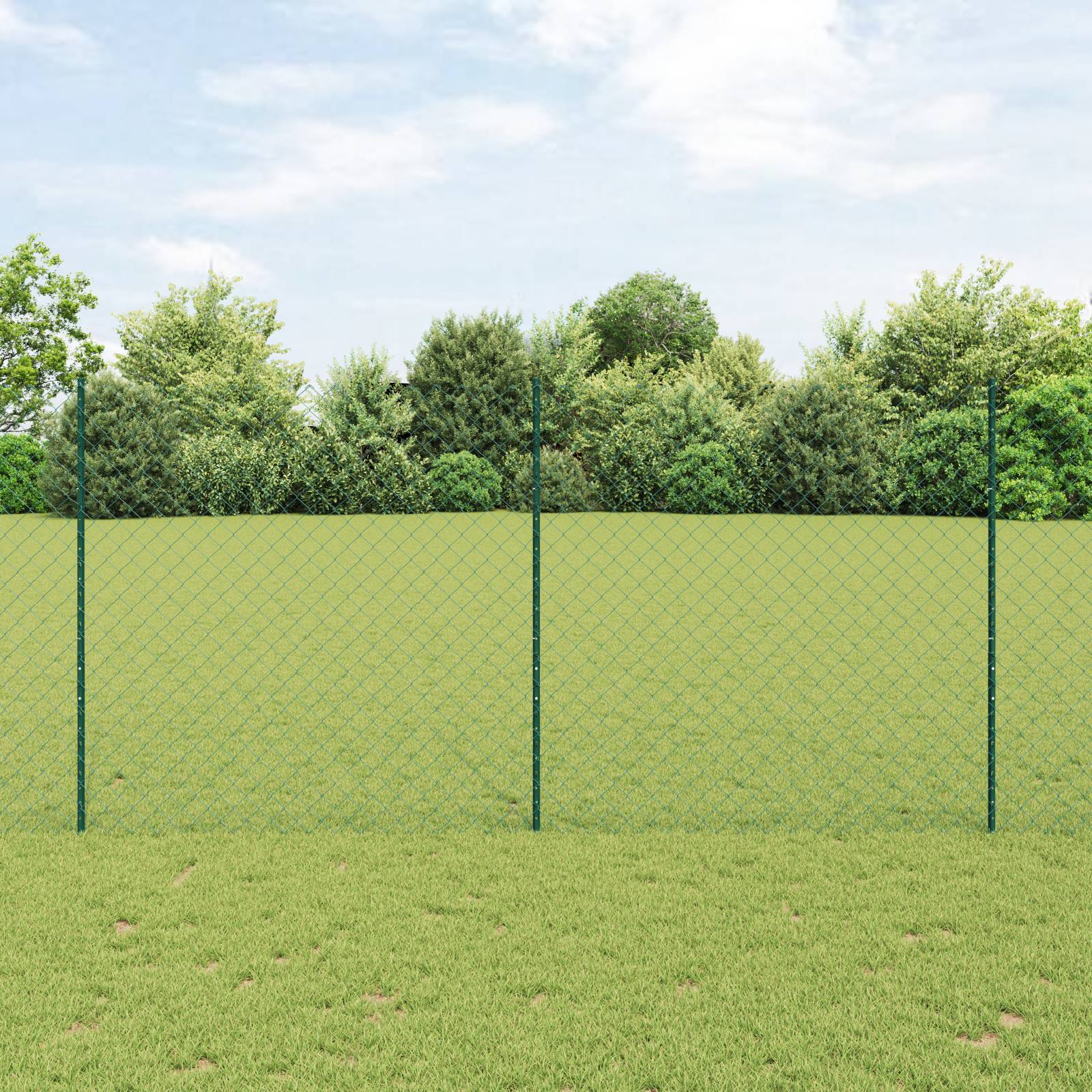 vidaXL Kettengliedzaun mit 10 U-Pfosten Grün 1.6x10 m Stahl