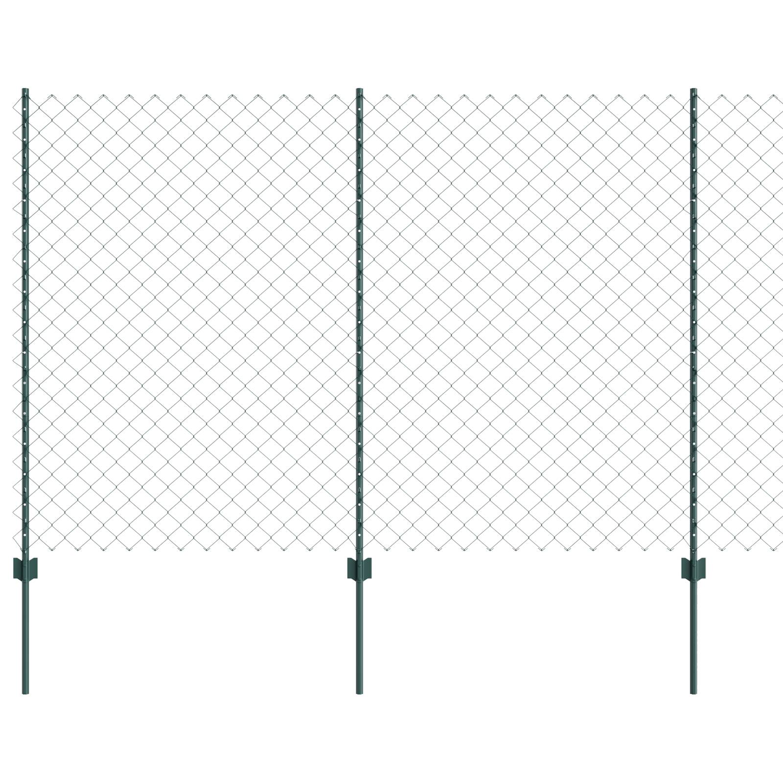 vidaXL Kettenzaun mit 10 U-Pfosten Grün 1,5x10 m Stahl