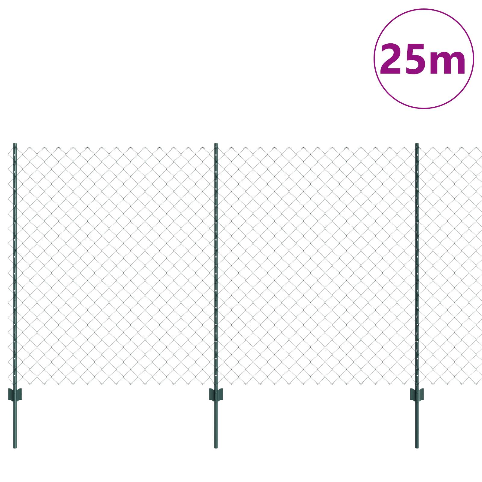 vidaXL Drahtzaun mit 22 U-Pfosten Grün 1,4x25 m Stahl