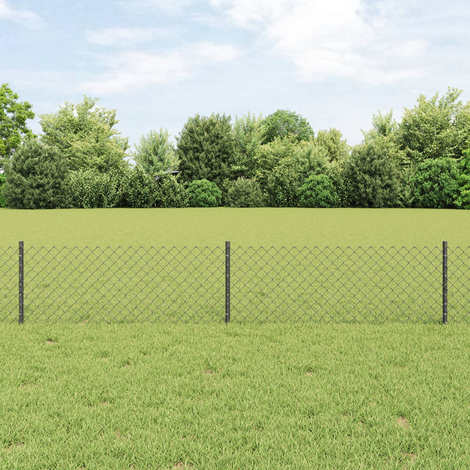 vidaXL Kettengliedzaun mit 10 U-Pfosten Grau 0.4x10 m Stahl