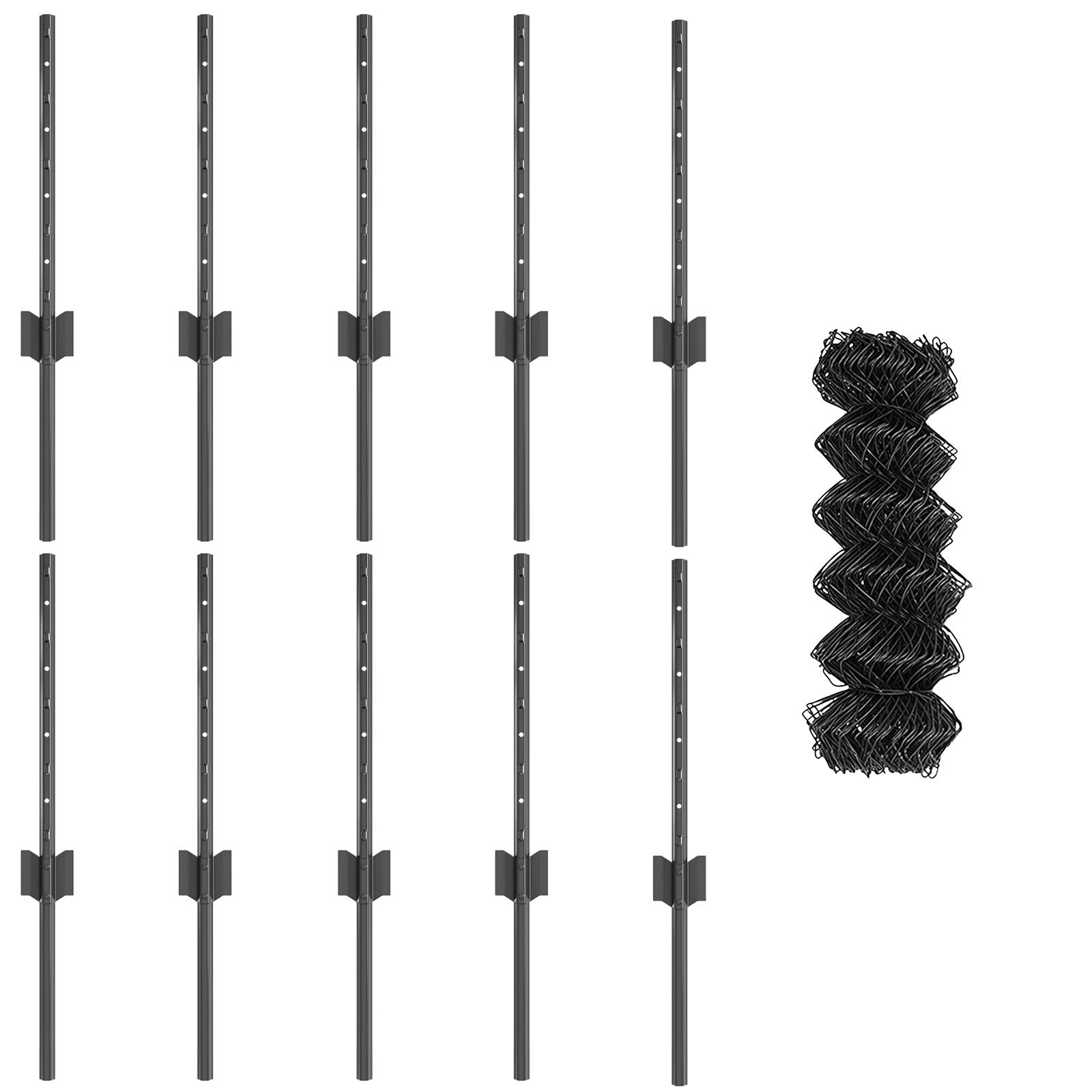 vidaXL Kettenzaun mit 10 U-Posts Grau 0.4x10 m Stahl