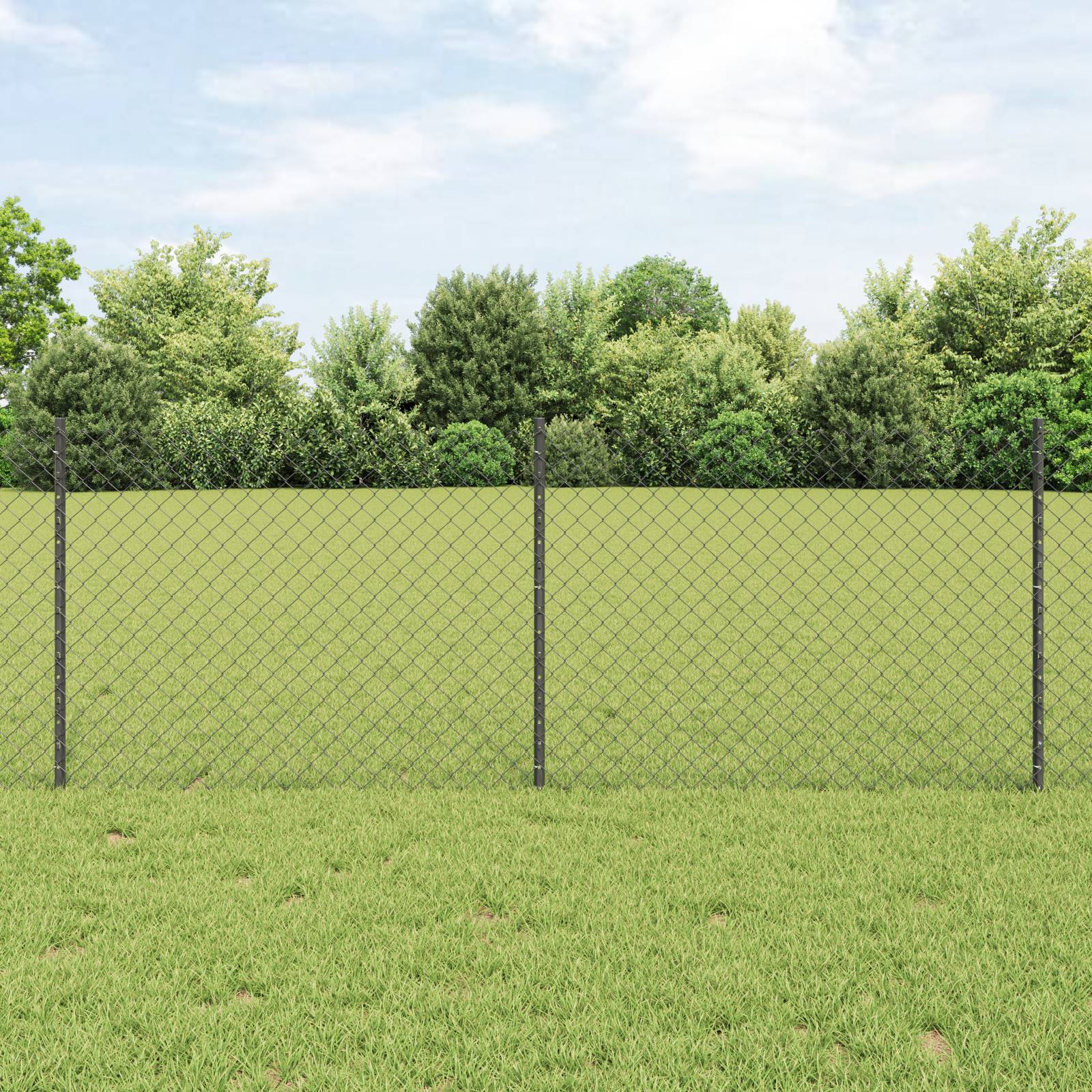 vidaXL Kettengliedzaun mit 22 U Pfosten Grau 0.8x25 m Stahl