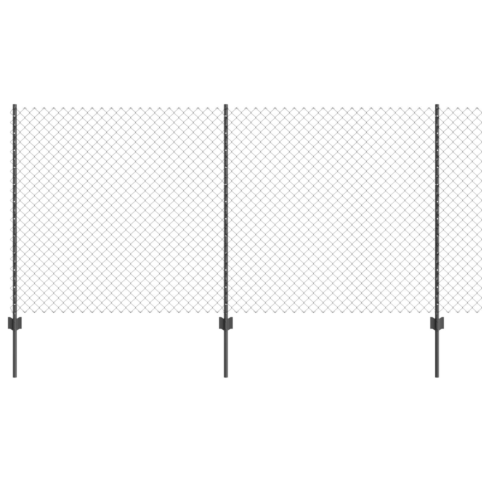 vidaXL Kettenzaun mit 20 U-Pfosten Grau 1,2x10 m Stahl