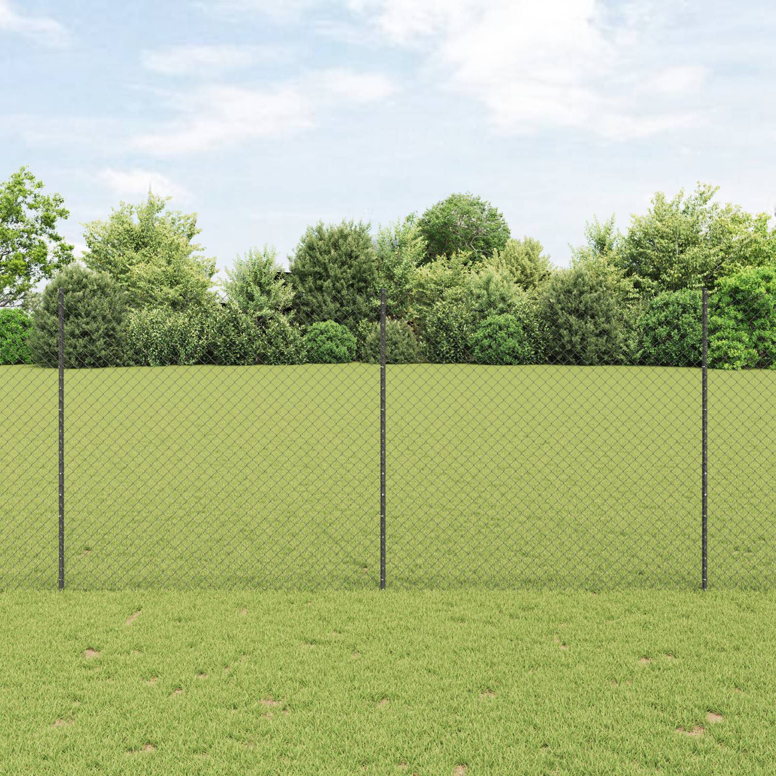 vidaXL Kettengliedzaun mit 20 U-Pfosten grau 1,4x10 m Stahl