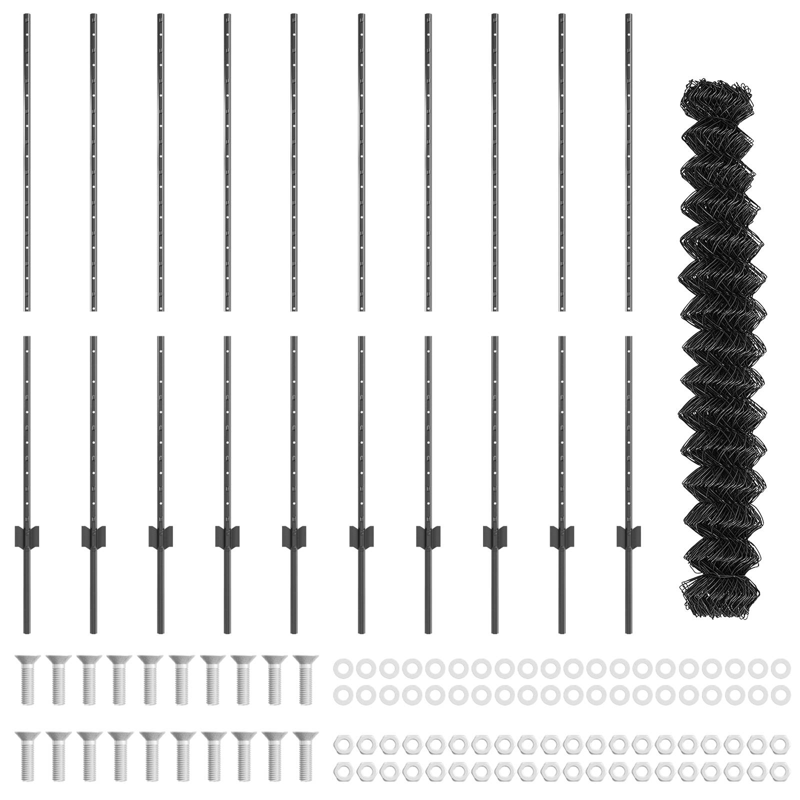 vidaXL Kettengliedzaun mit 20 U-Pfosten grau 1,4x10 m Stahl