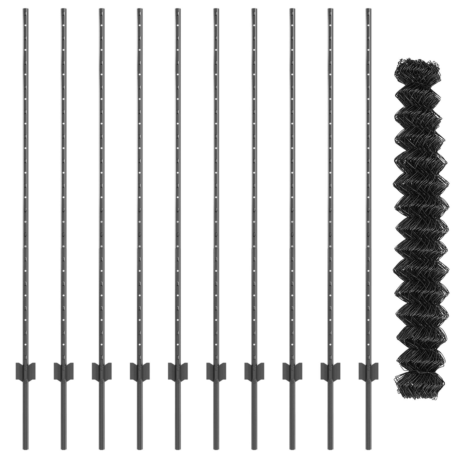 vidaXL Kettengliedzaun mit 20 U-Pfosten grau 1,4x10 m Stahl