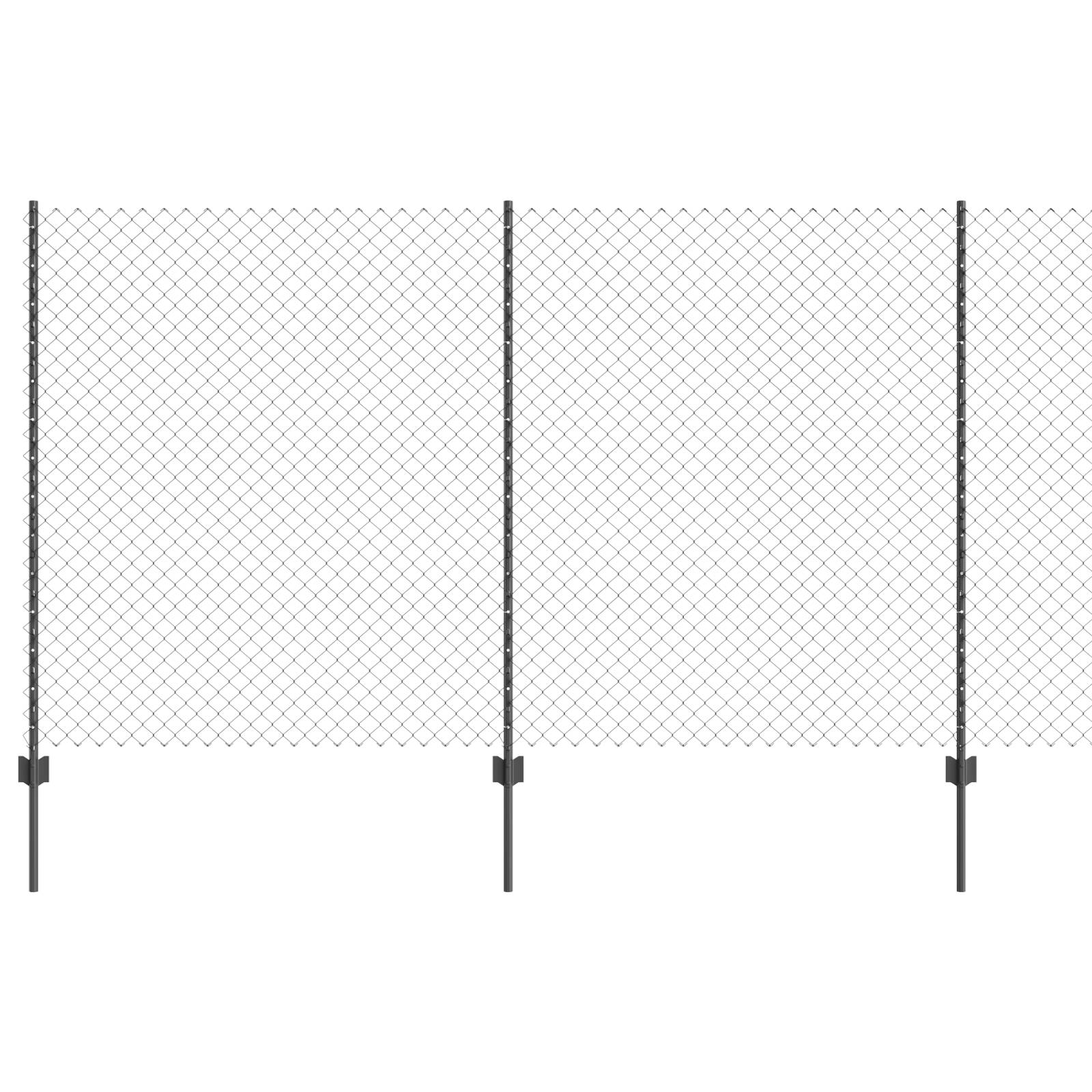 vidaXL Kettengliedzaun mit 20 U-Pfosten grau 1,4x10 m Stahl