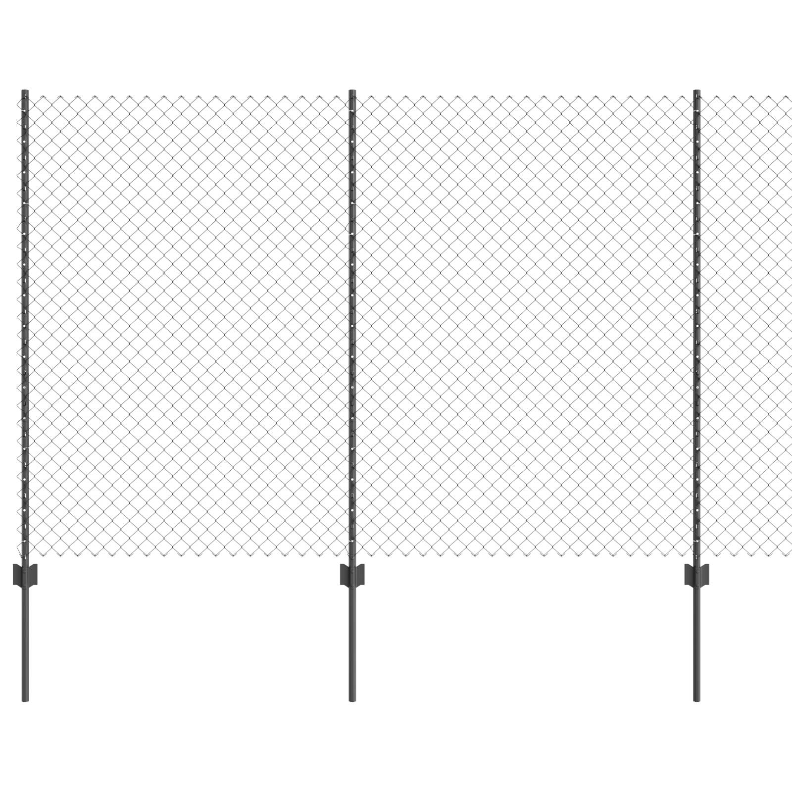vidaXL Kettenzaun mit 20 U-Pfosten Grau 1,5x10 m Stahl