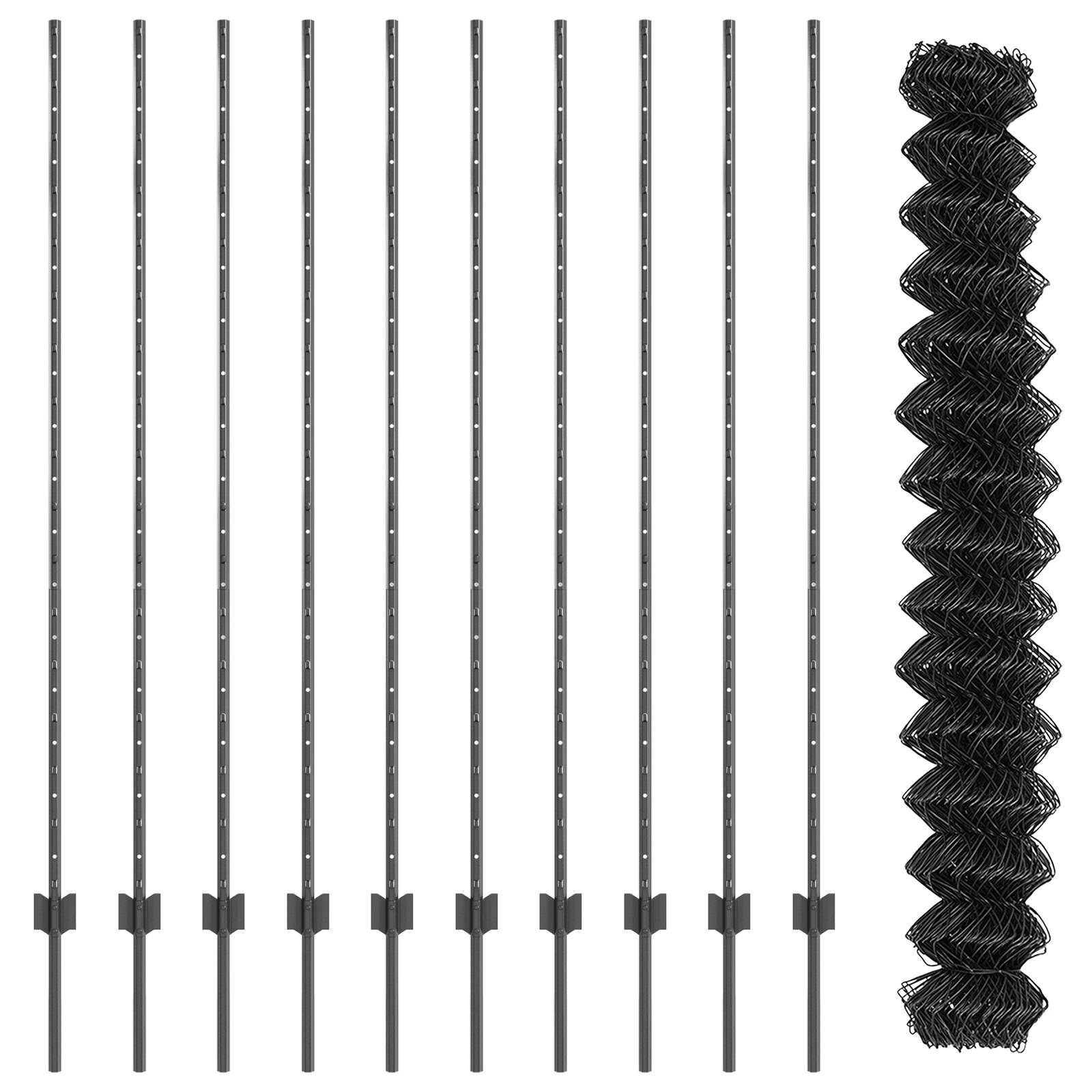 vidaXL Drahtzaun mit 20 U-Posts grau 1,6x10 m Stahl
