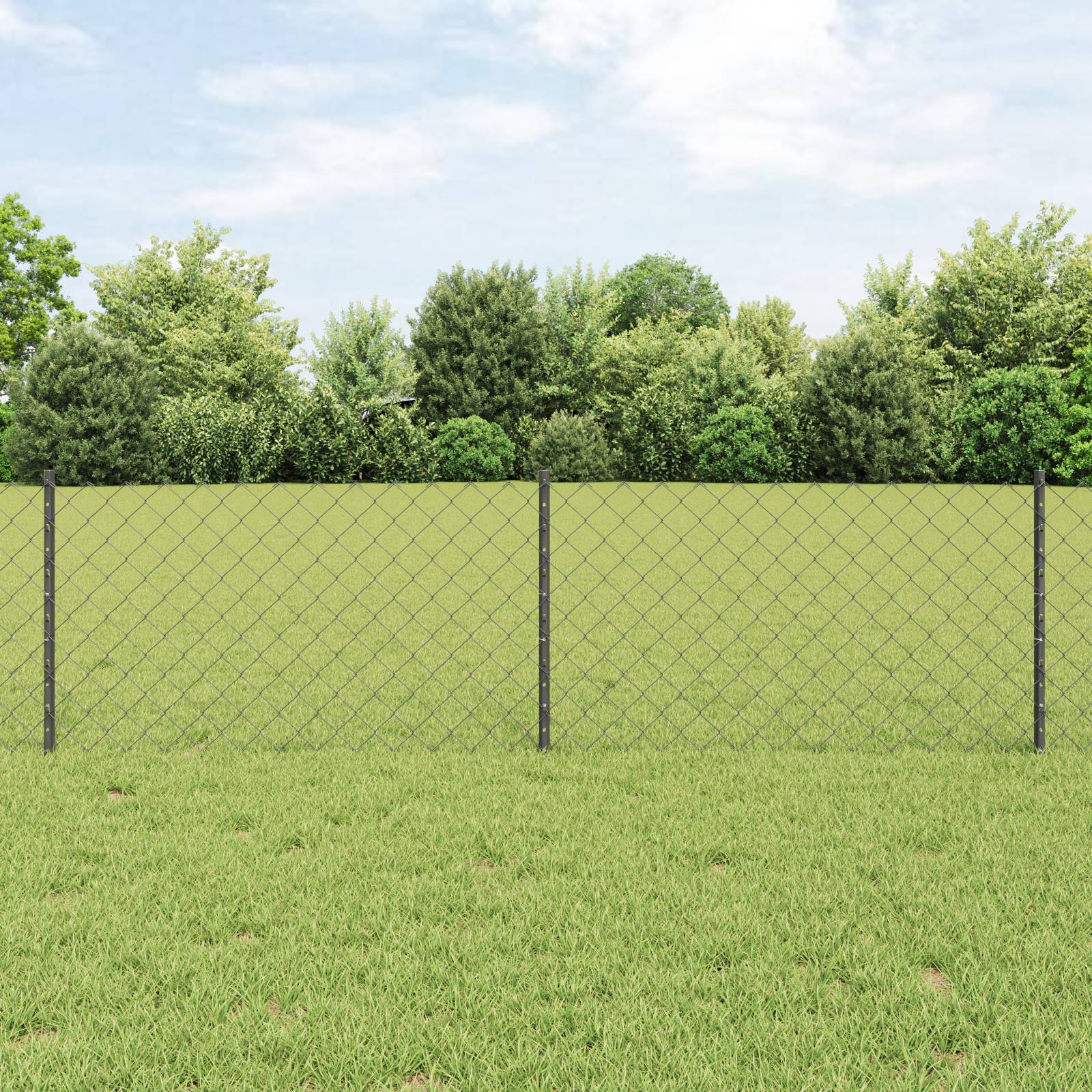 vidaXL Kettengliederzaun mit 22 U-Posten Grau 0,6x25 m Stahl
