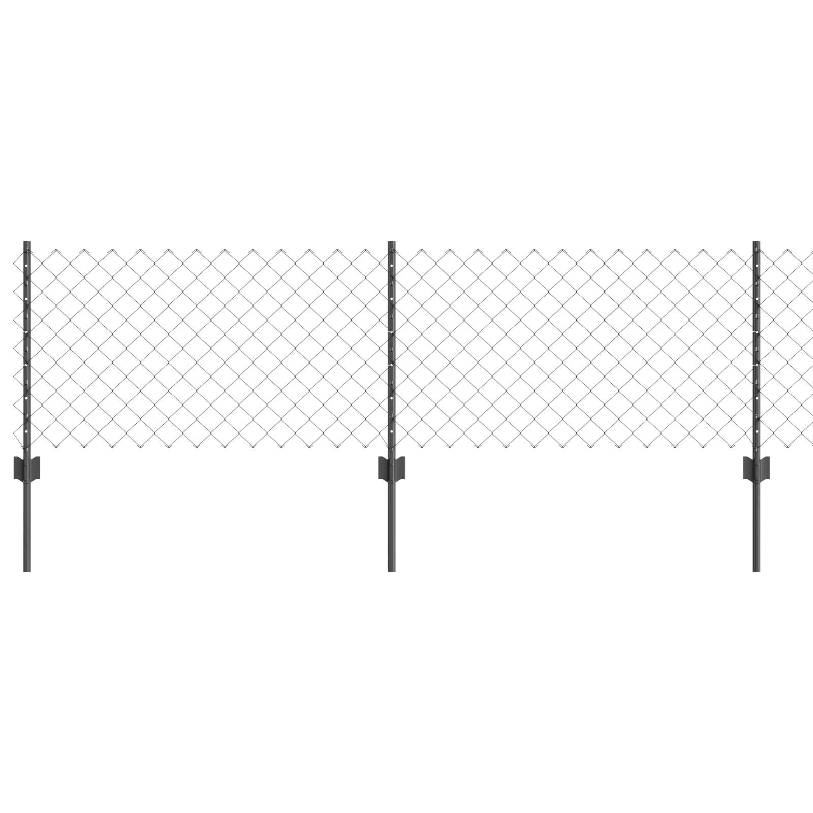 vidaXL Kettengliederzaun mit 22 U-Posten Grau 0,6x25 m Stahl