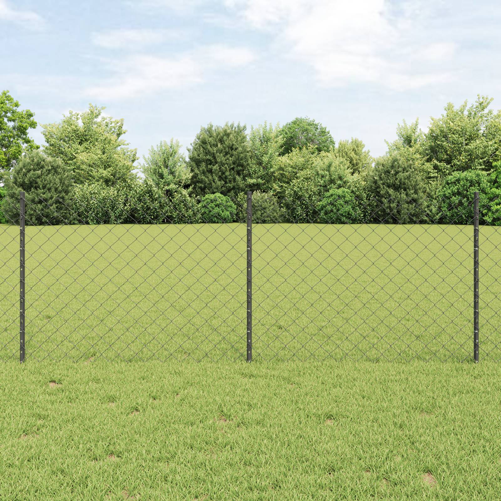 vidaXL Kettengitterzaun mit 10 U-Pfosten Grau 0.8x10 m Stahl