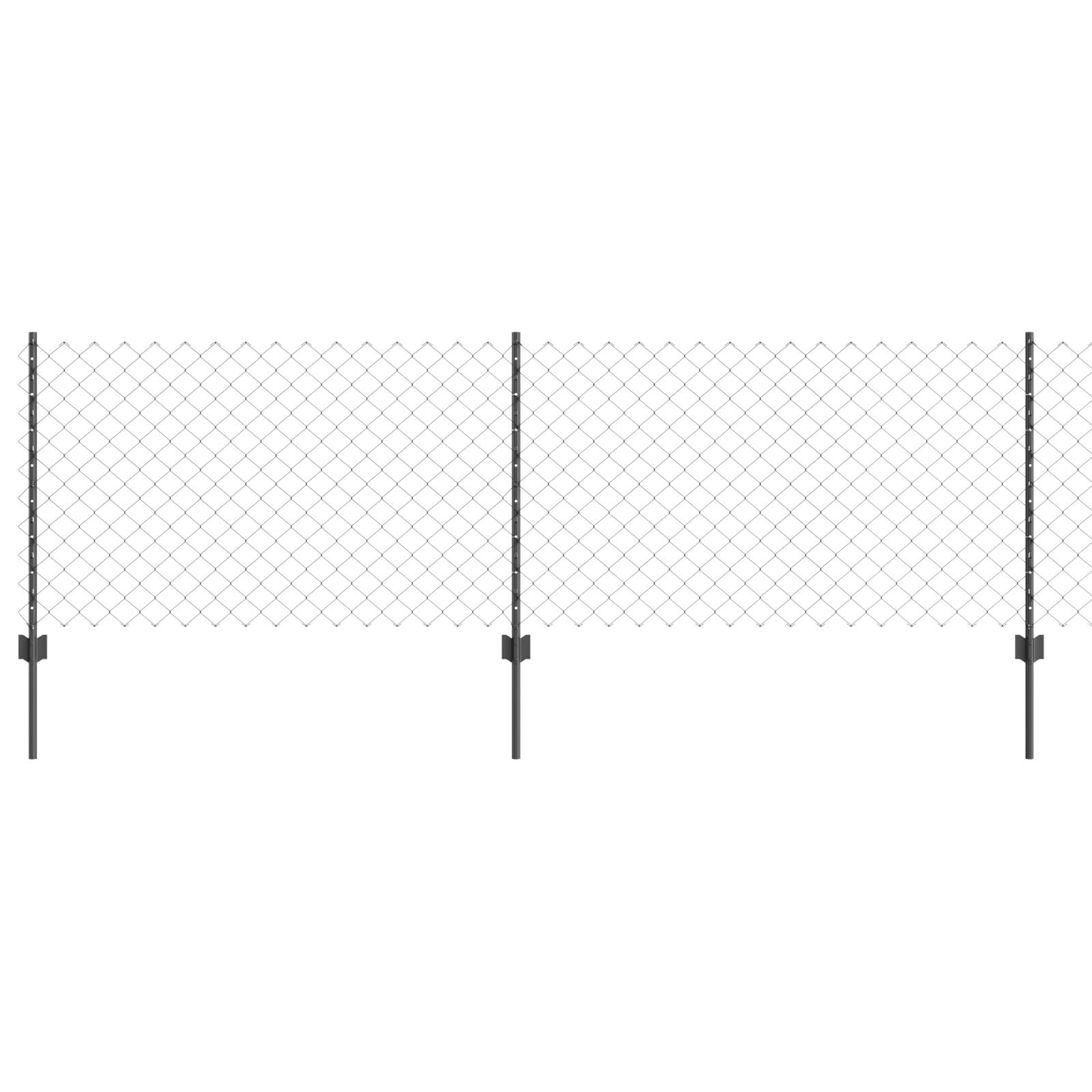 vidaXL Kettengitterzaun mit 10 U-Pfosten Grau 0.8x10 m Stahl