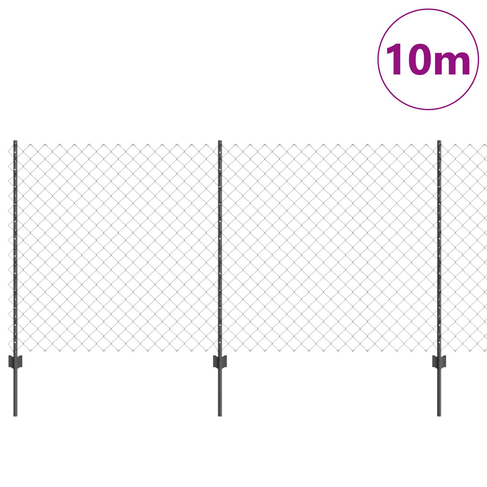 vidaXL Drahtzaun mit 20 U-Pfosten Grau 1,2x10 m Stahl