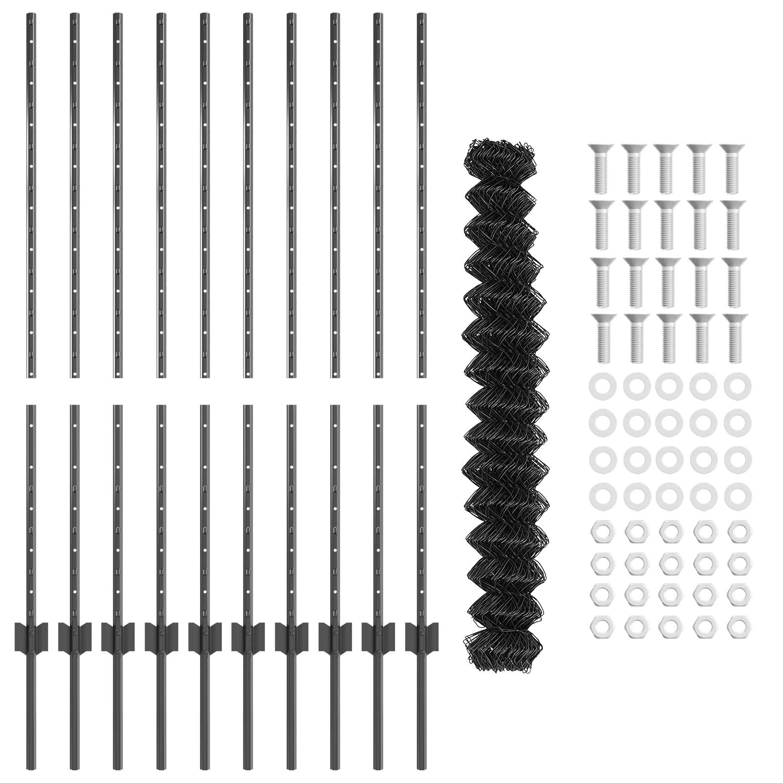 vidaXL Drahtzaun mit 20 U-Pfosten Grau 1,2x10 m Stahl