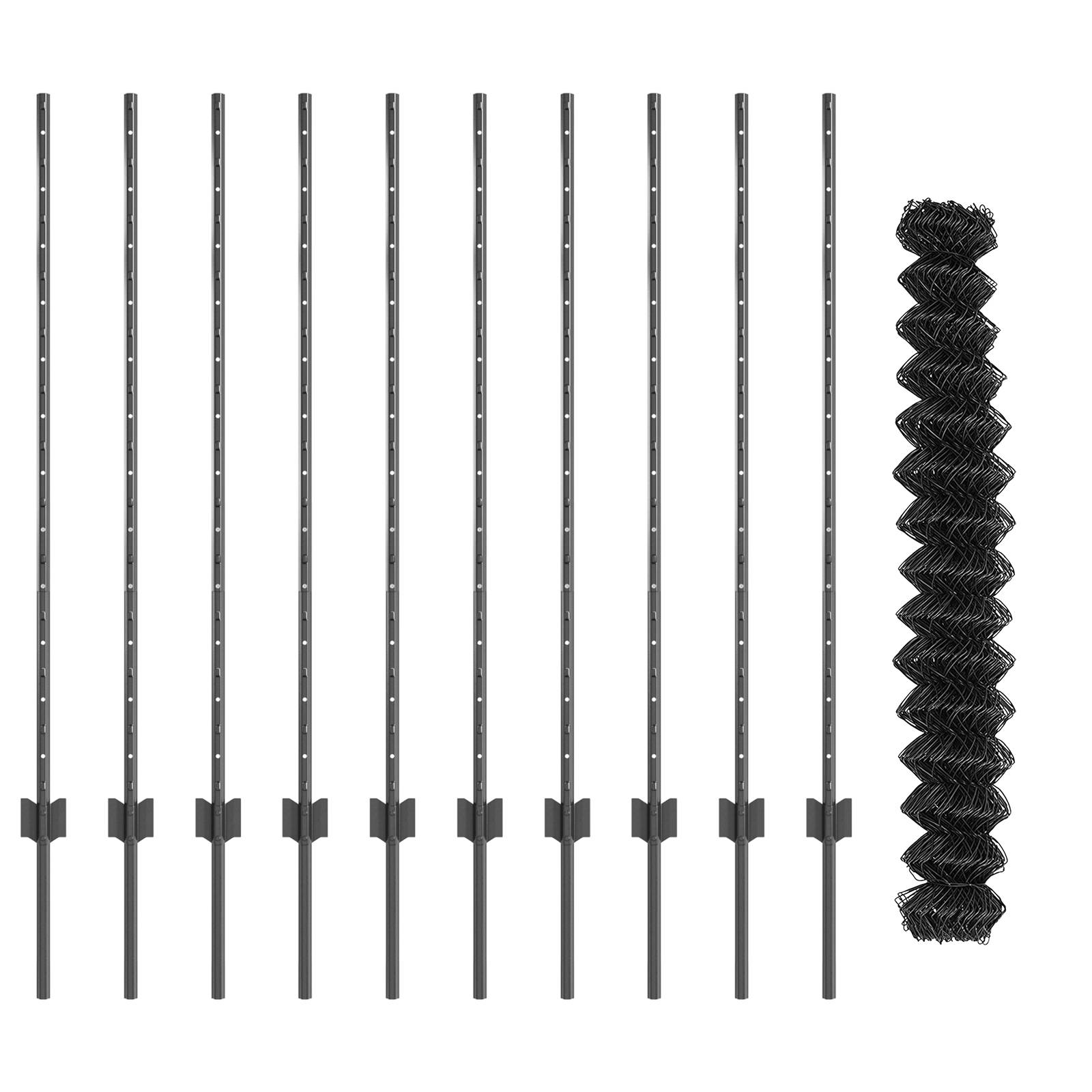 vidaXL Drahtzaun mit 20 U-Pfosten Grau 1,2x10 m Stahl