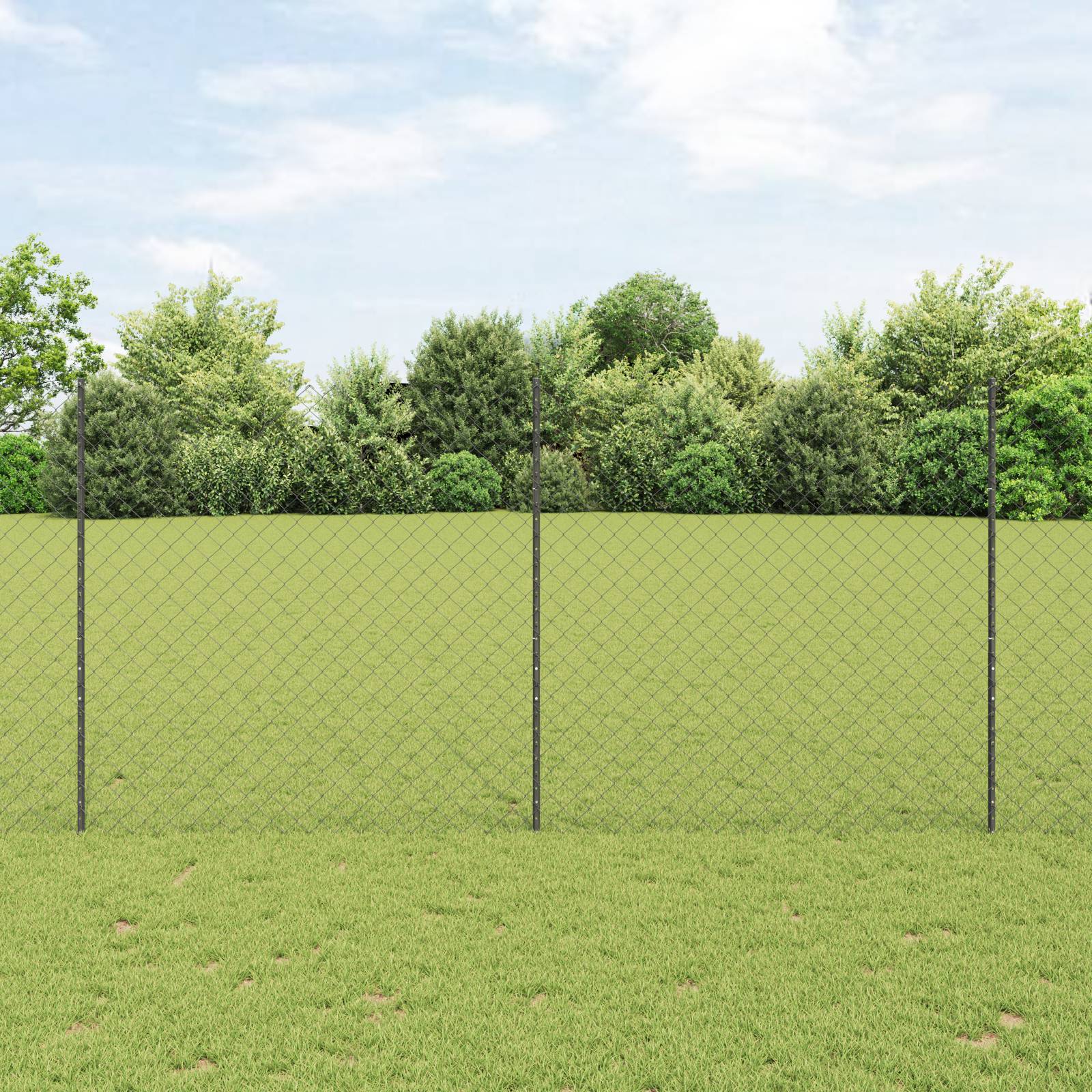 vidaXL Kettenzaun Gartenzaun-Set Set aus 2 Grau Verzinkter Stahl