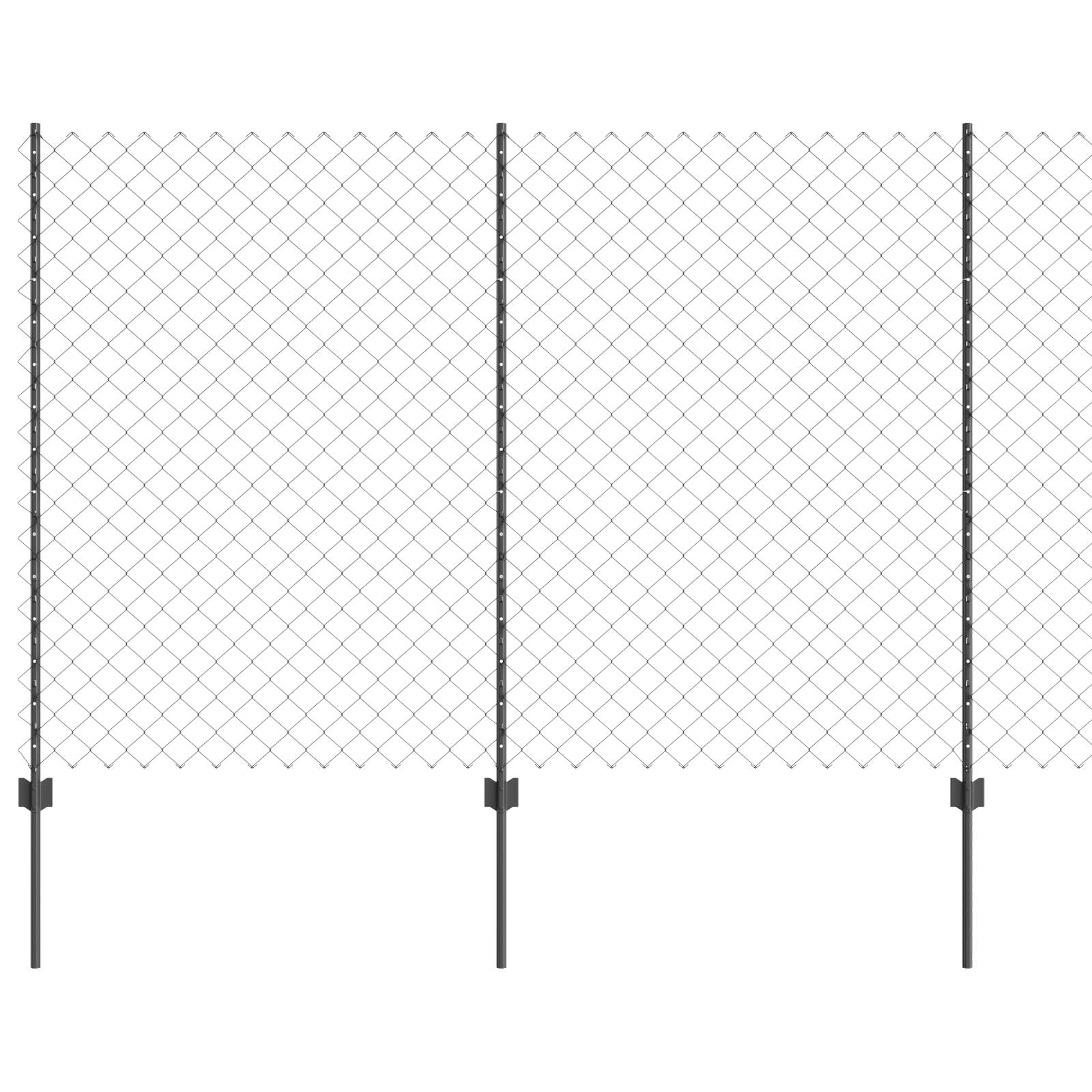 vidaXL Kettengliedzaun mit 20 U-Posten Grau 1,6x10 m Stahl