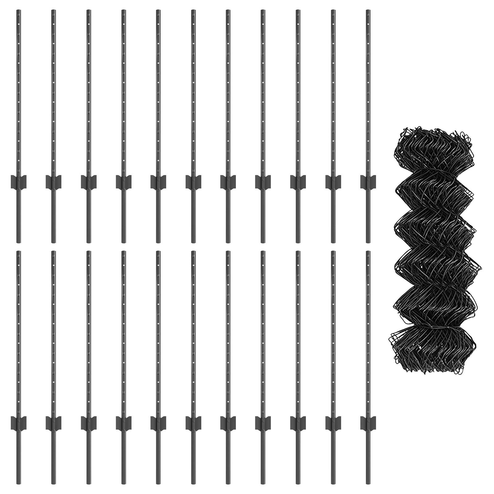vidaXL Kettengliedzaun mit 22 U Pfosten Grau 0.8x25 m Stahl