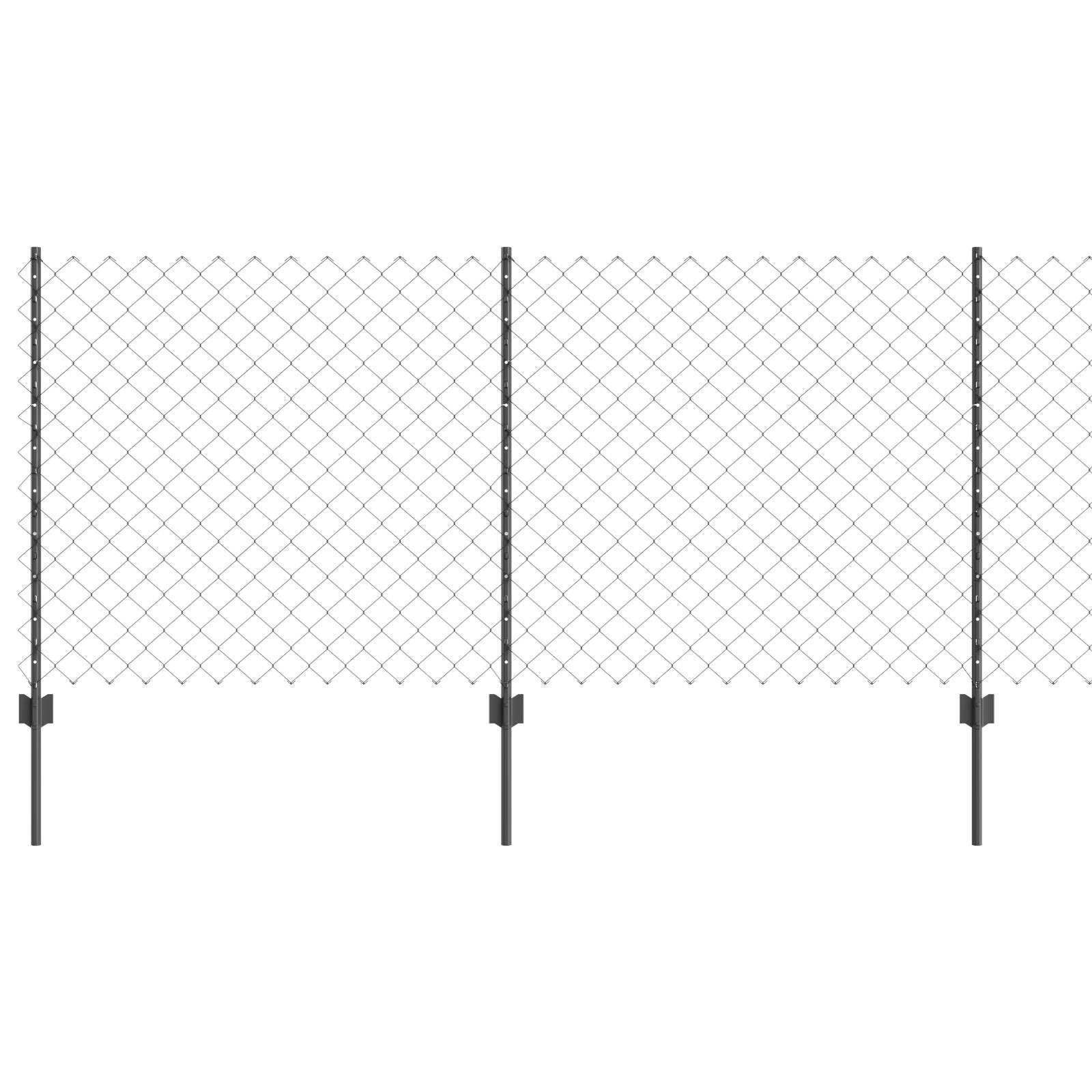 vidaXL Kettenzaun mit 20 U-Posten Grau 1x10 m Stahl