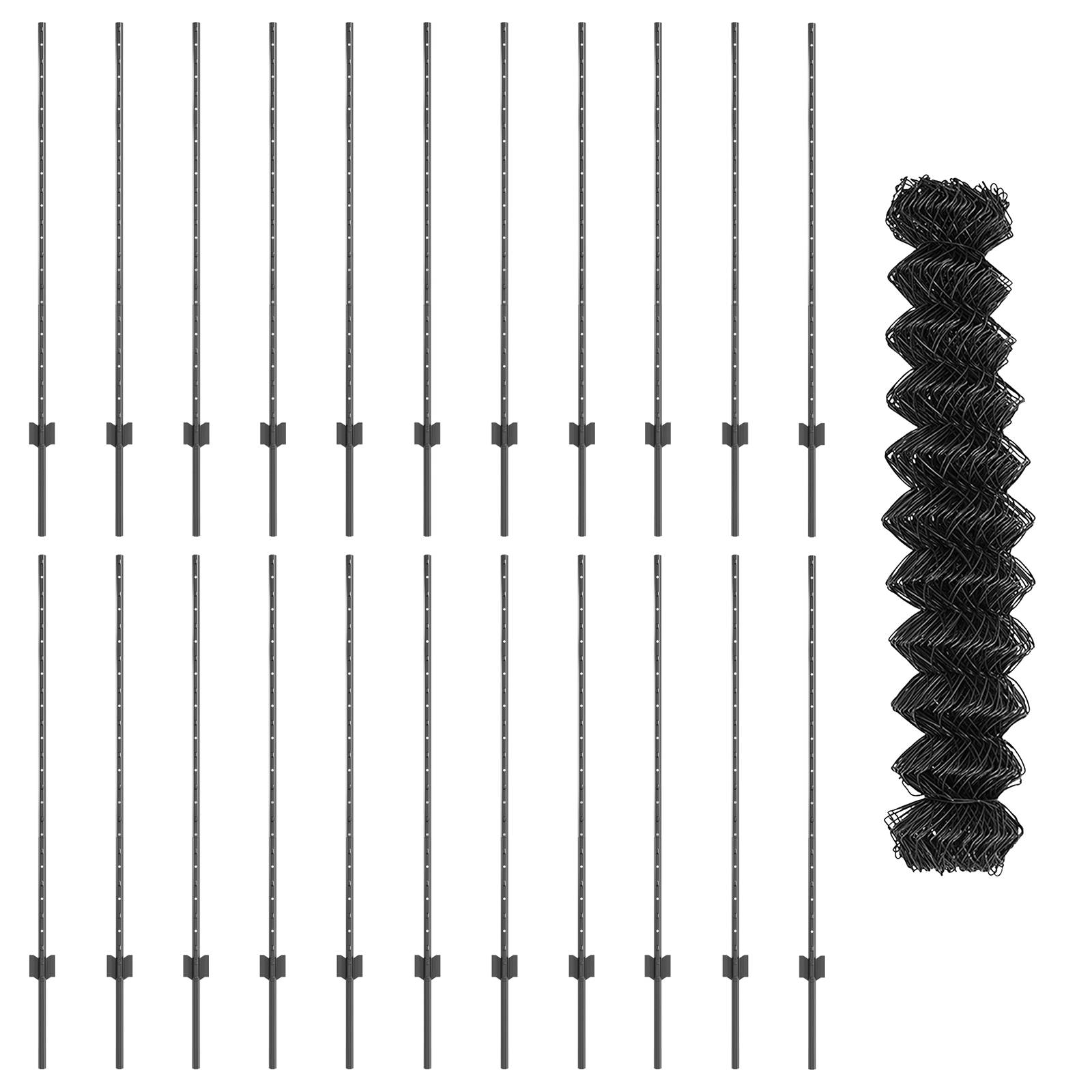 vidaXL Kettenzaun mit 44 U-Posts Grau 1,2x25 m Stahl