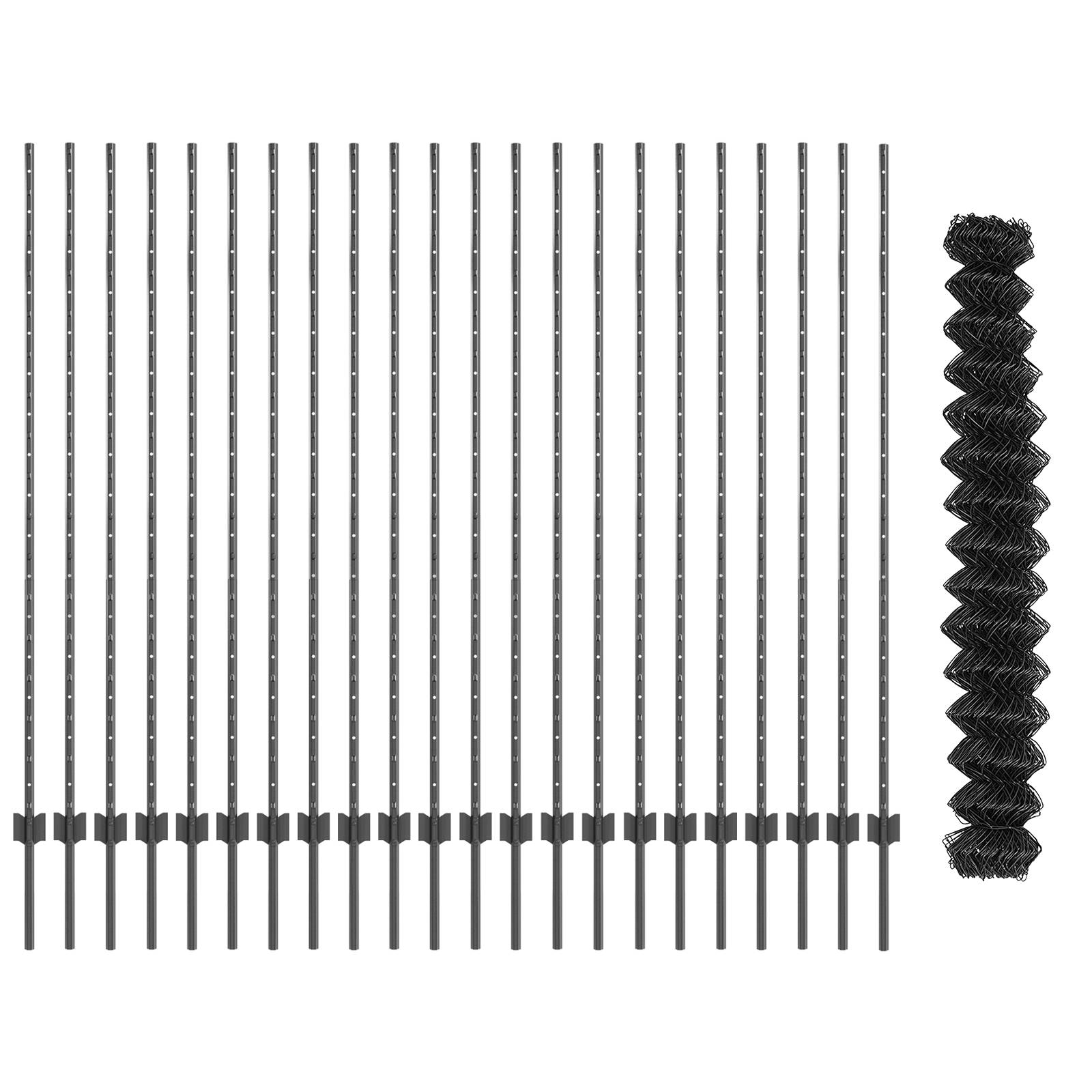 vidaXL Drahtzaun mit 44 U-Posts Grau 1,6x25 m Stahl