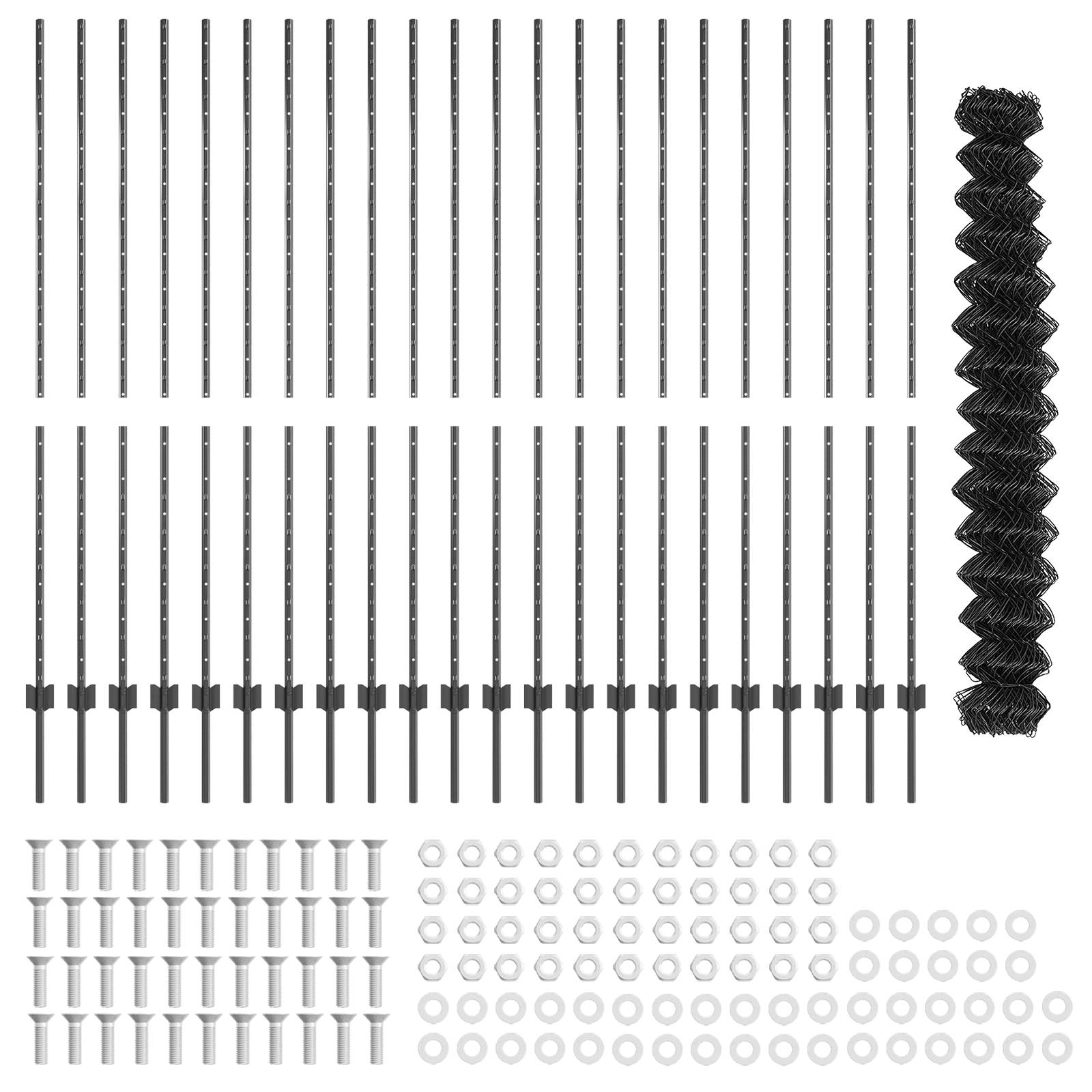 vidaXL Kettenzaun Gartenzaun-Set Set aus 2 Grau Verzinkter Stahl