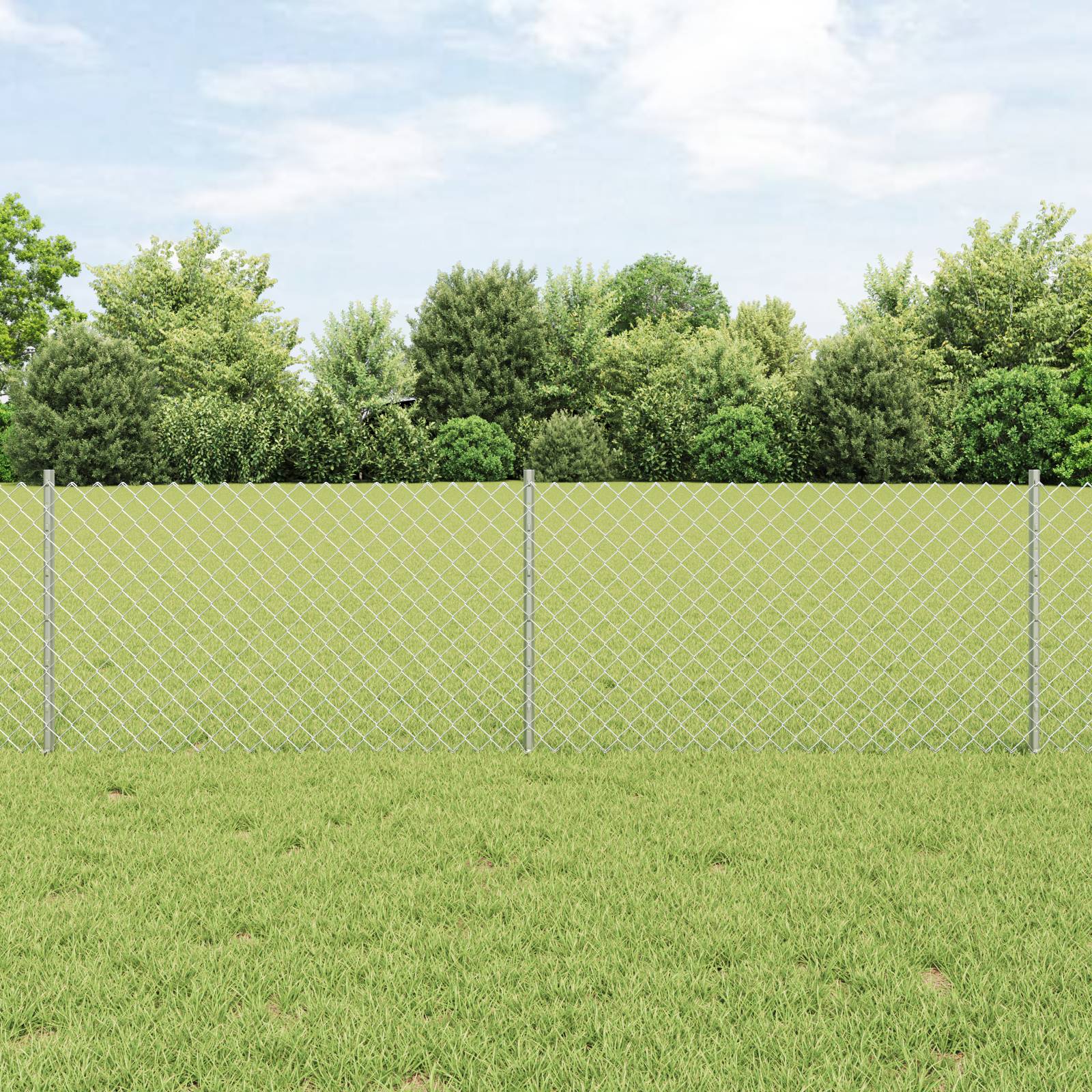 vidaXL Kettenzaun mit 10 U-Posts Silber 0.6x10 m Stahl