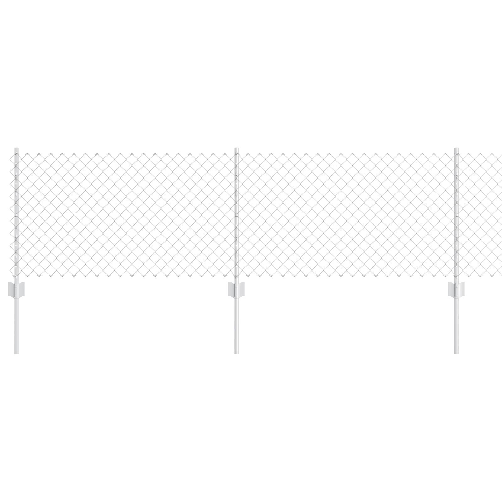 vidaXL Kettengliedzaun mit 2 U-Posten Silber 0,6 x 25 m Stahl