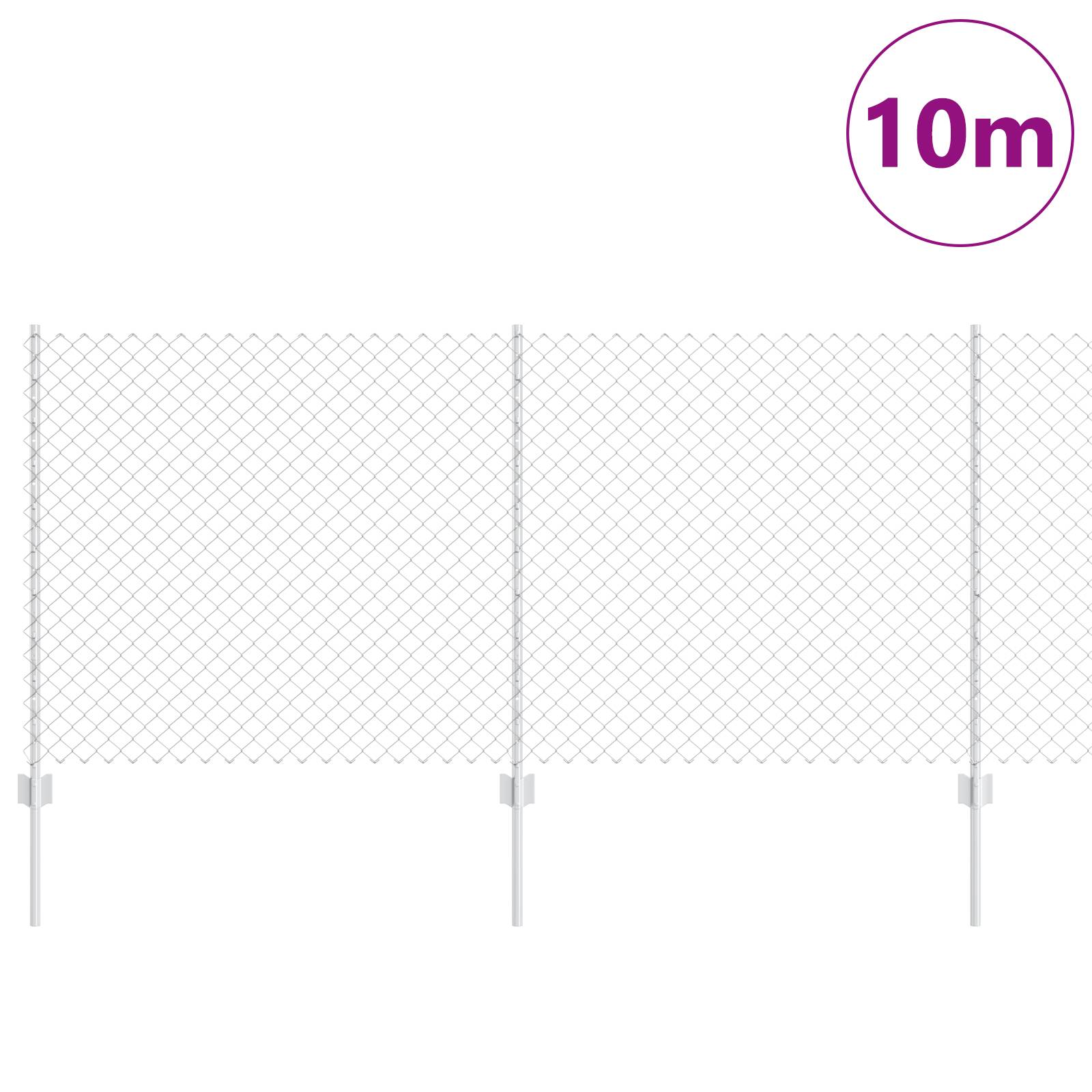 vidaXL Drahtzaun mit 20 U-Posts Silber 1x10 m Stahl