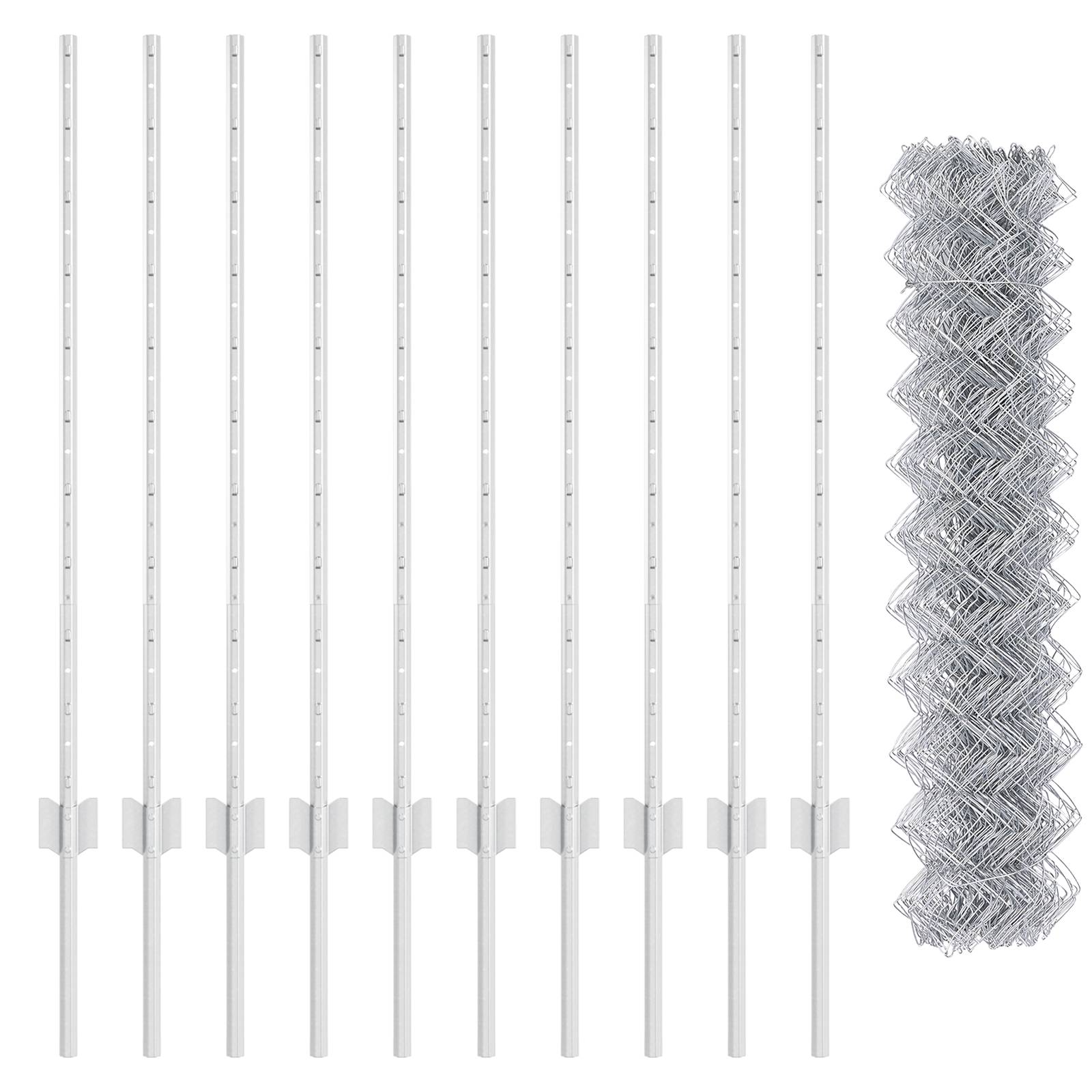 vidaXL Drahtzaun mit 20 U-Posts Silber 1x10 m Stahl