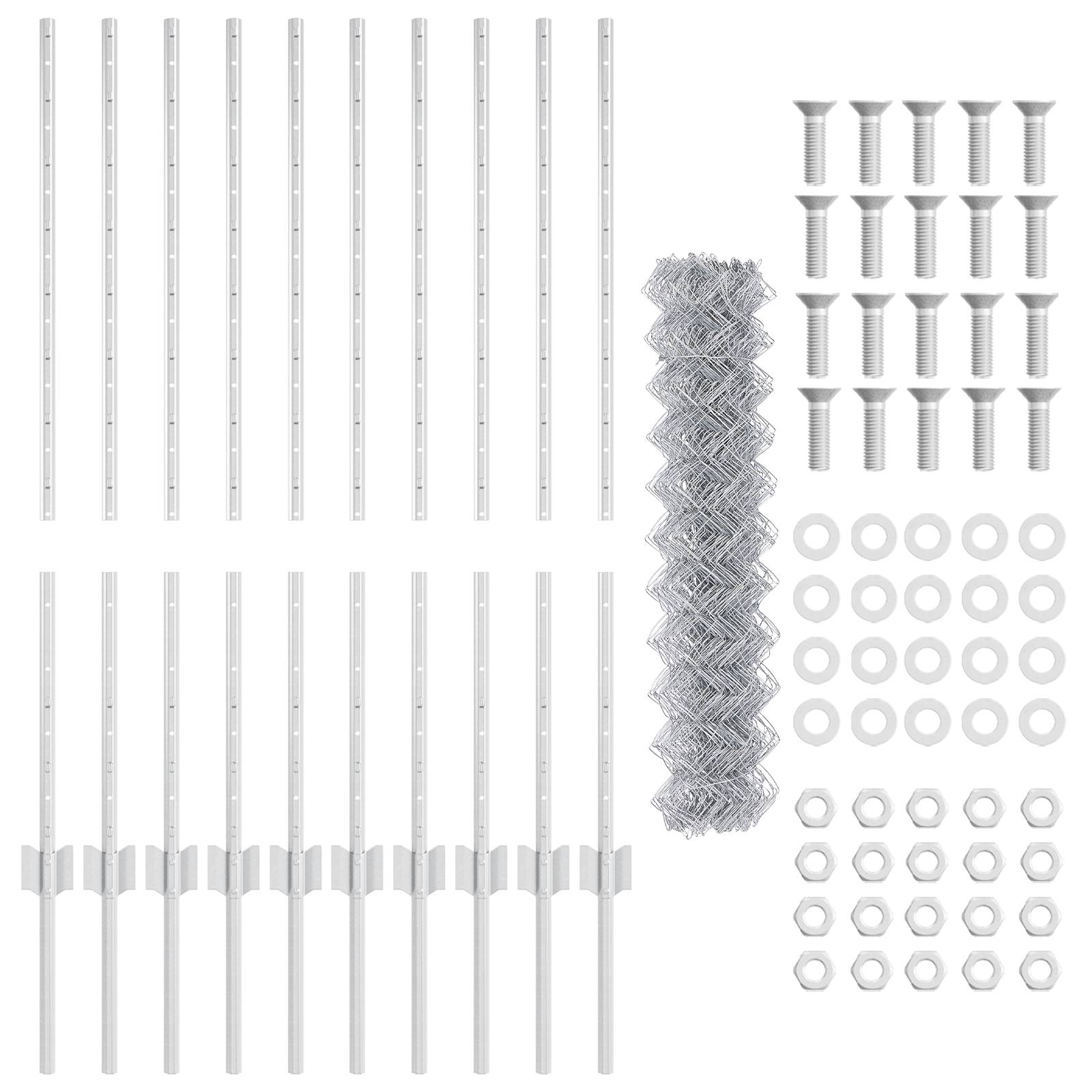 vidaXL Drahtzaun mit 20 U-Posts Silber 1x10 m Stahl