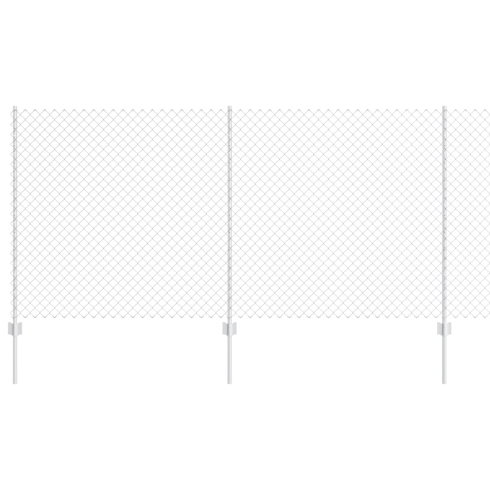 vidaXL Kettenzaun mit 20 U-Pfosten Silber 1,2x10 m Stahl